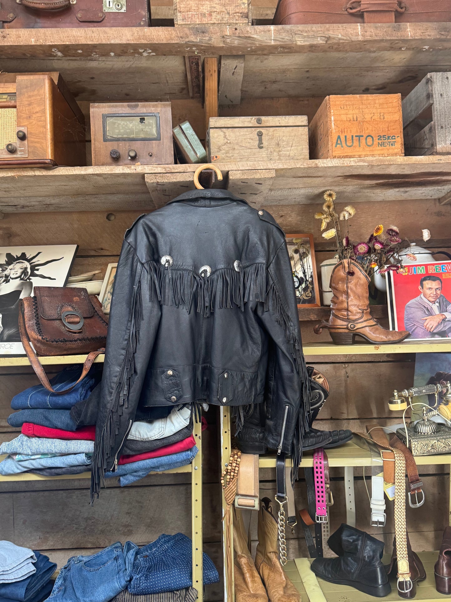 Fringed leather jacket