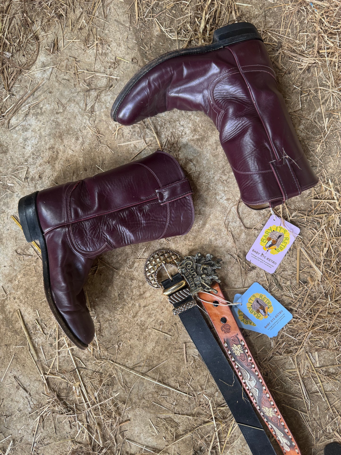Justin USA cherry cowboy boots