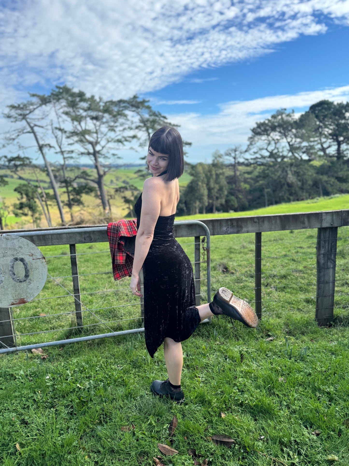 90s Velvet halter dress