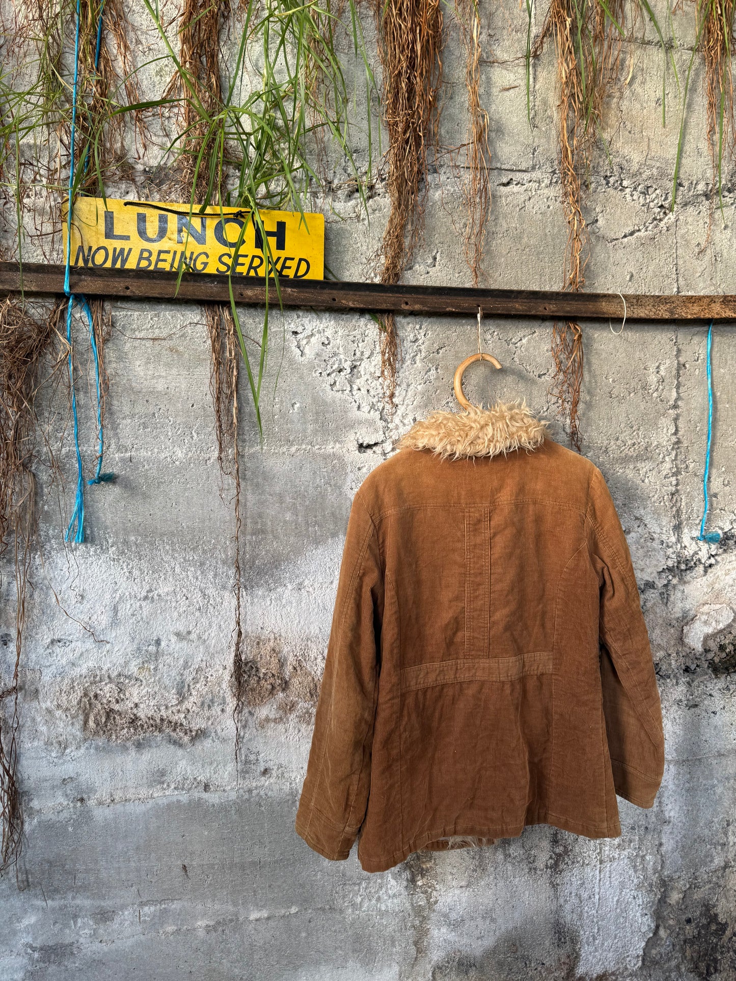 2000s corduroy & faux fur jacket