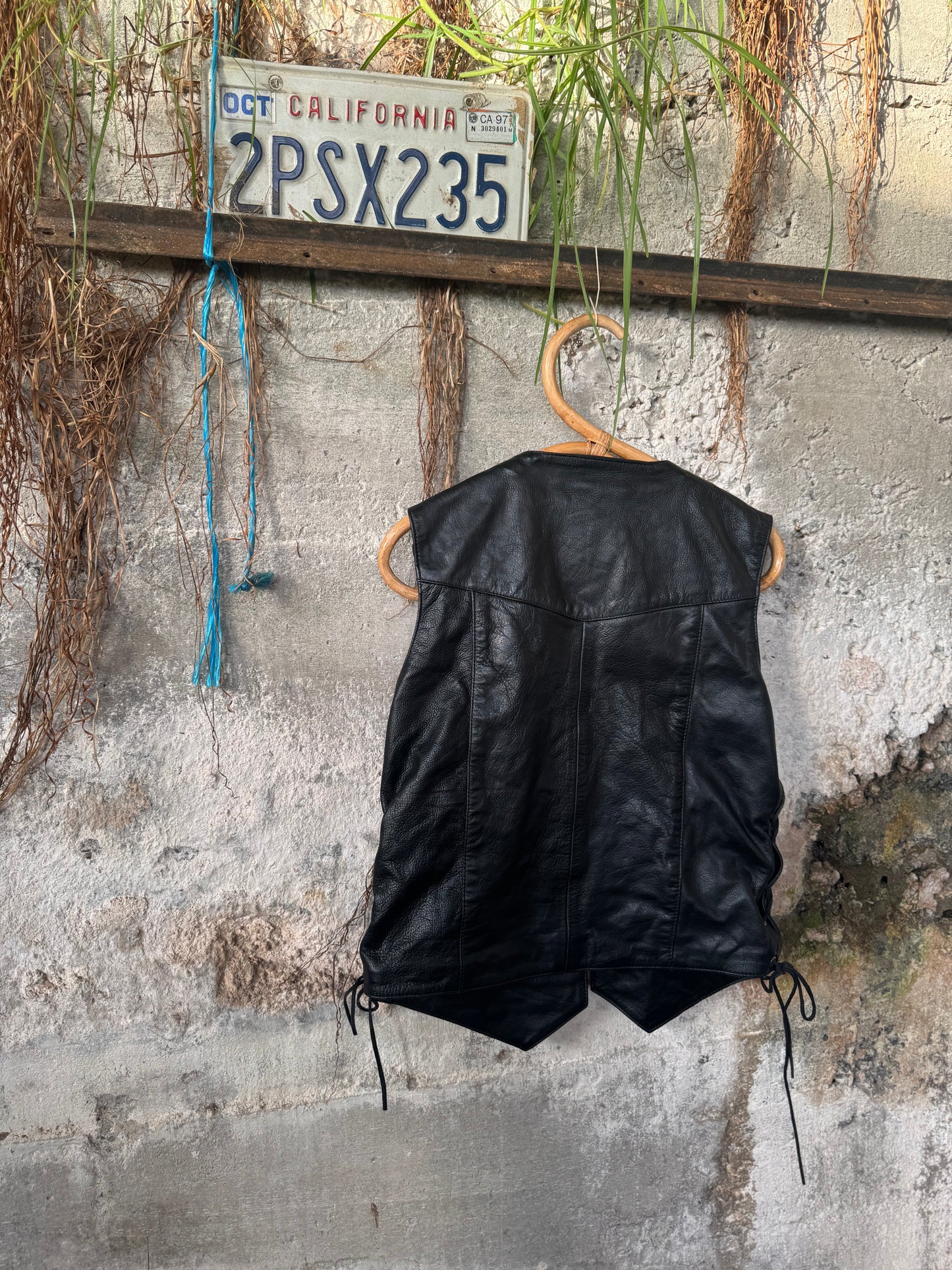 Vintage leather motorcycle vest