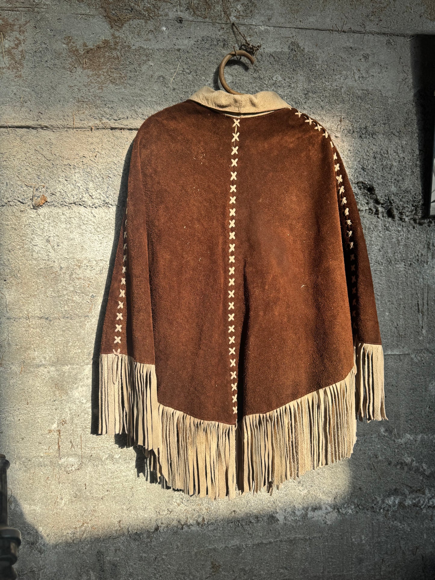 Vintage fringed poncho