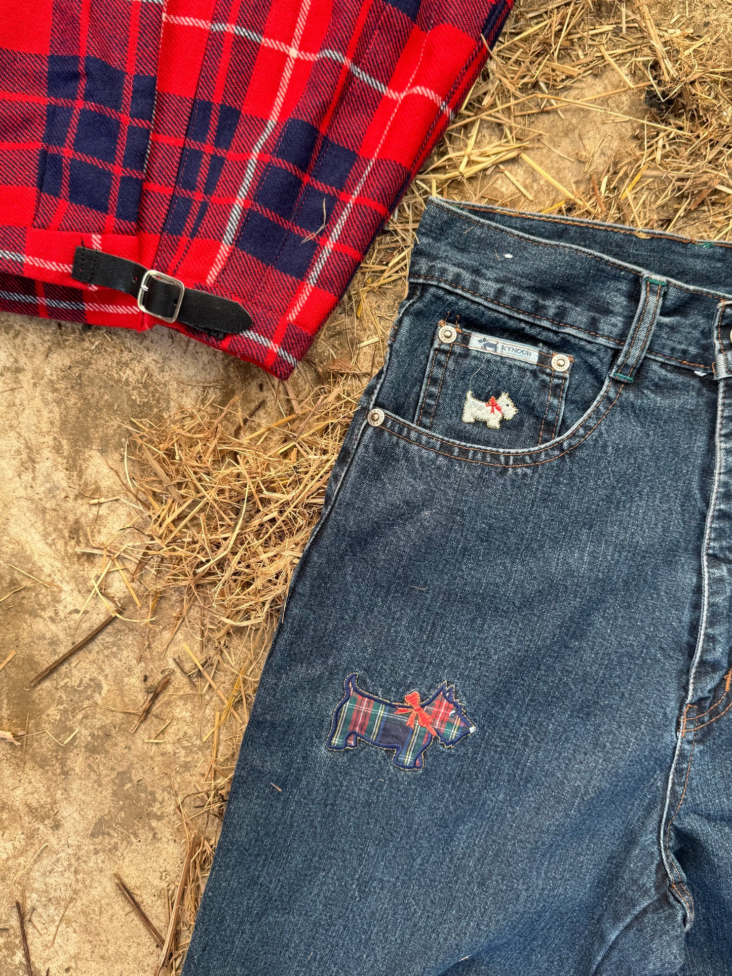 Vintage Jeans Tartan dogs