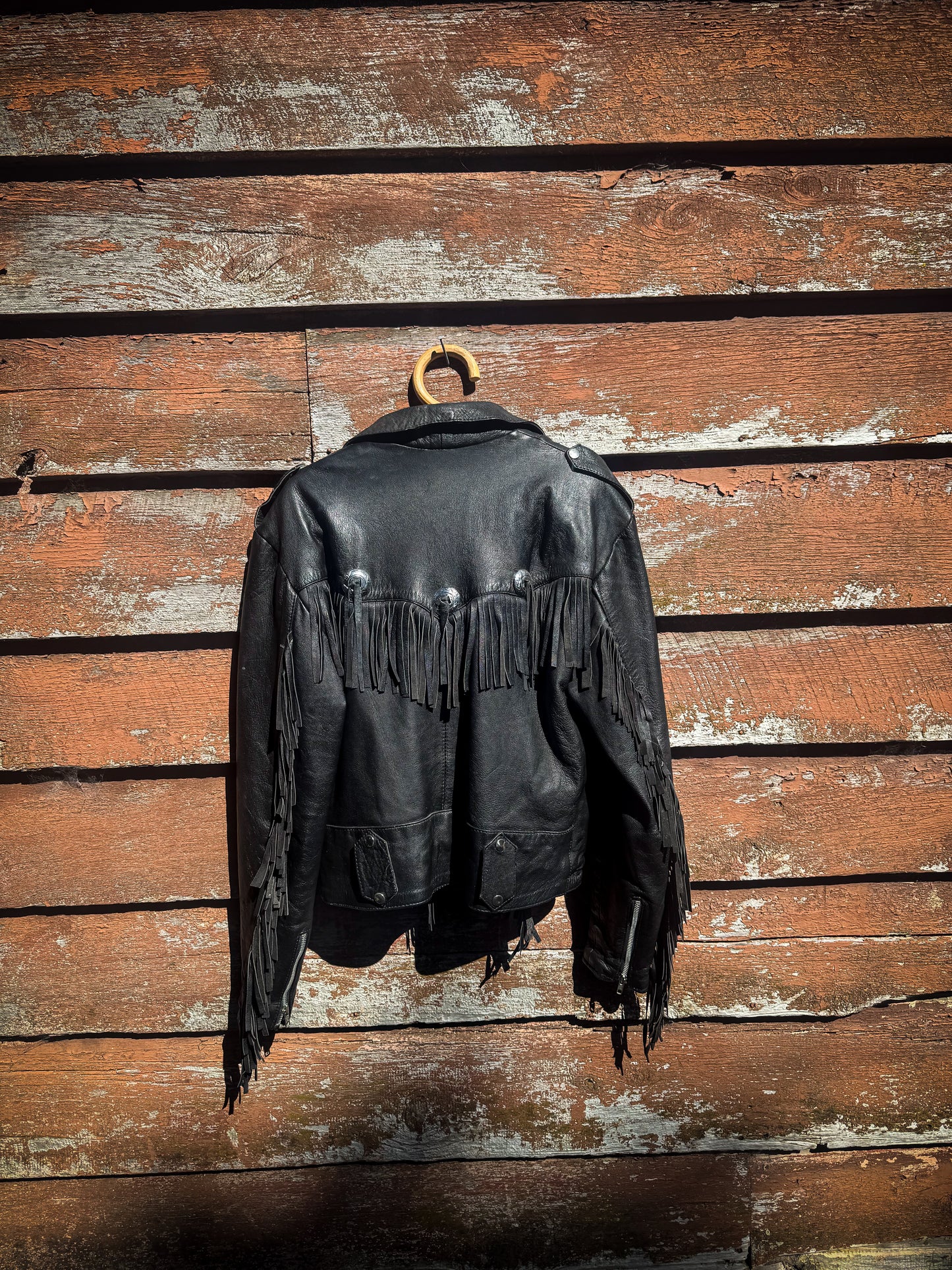 Fringed leather jacket