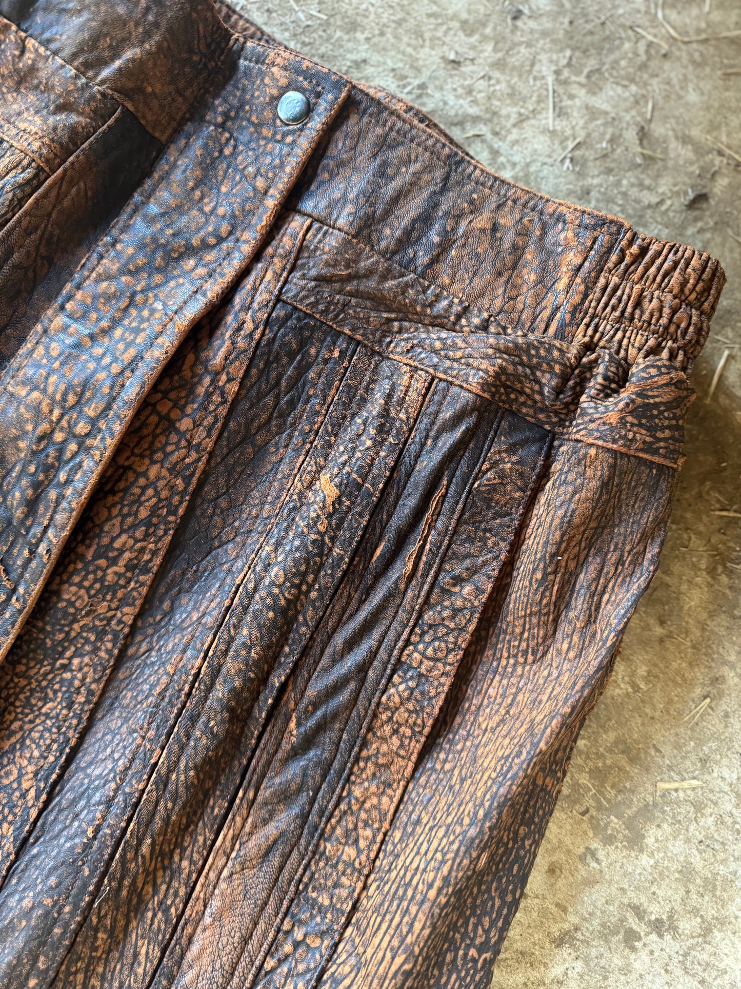 Distressed leather brown jacket
