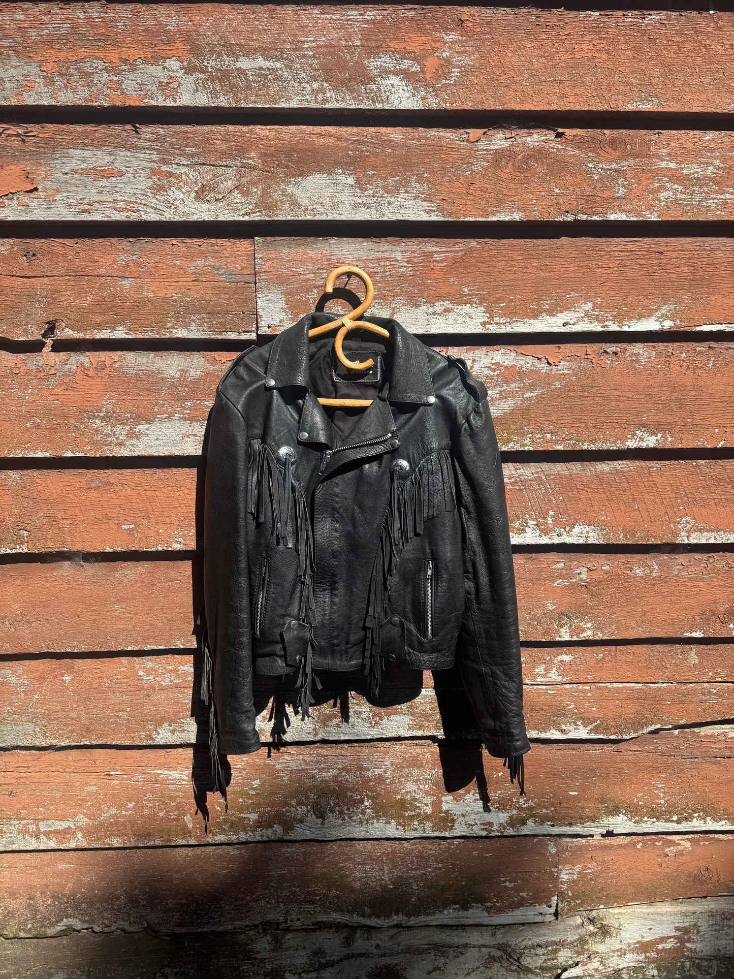 Fringed leather jacket