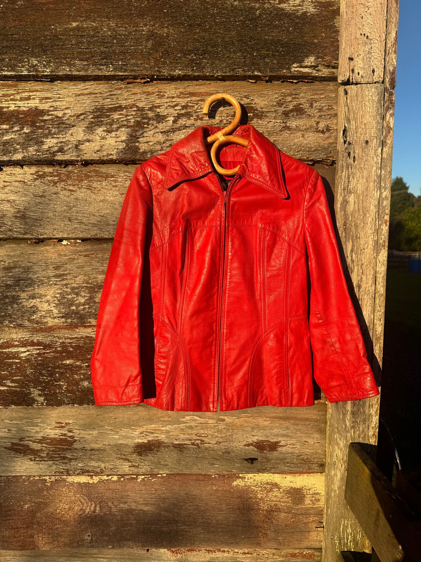 70s leather dagger collar jacket