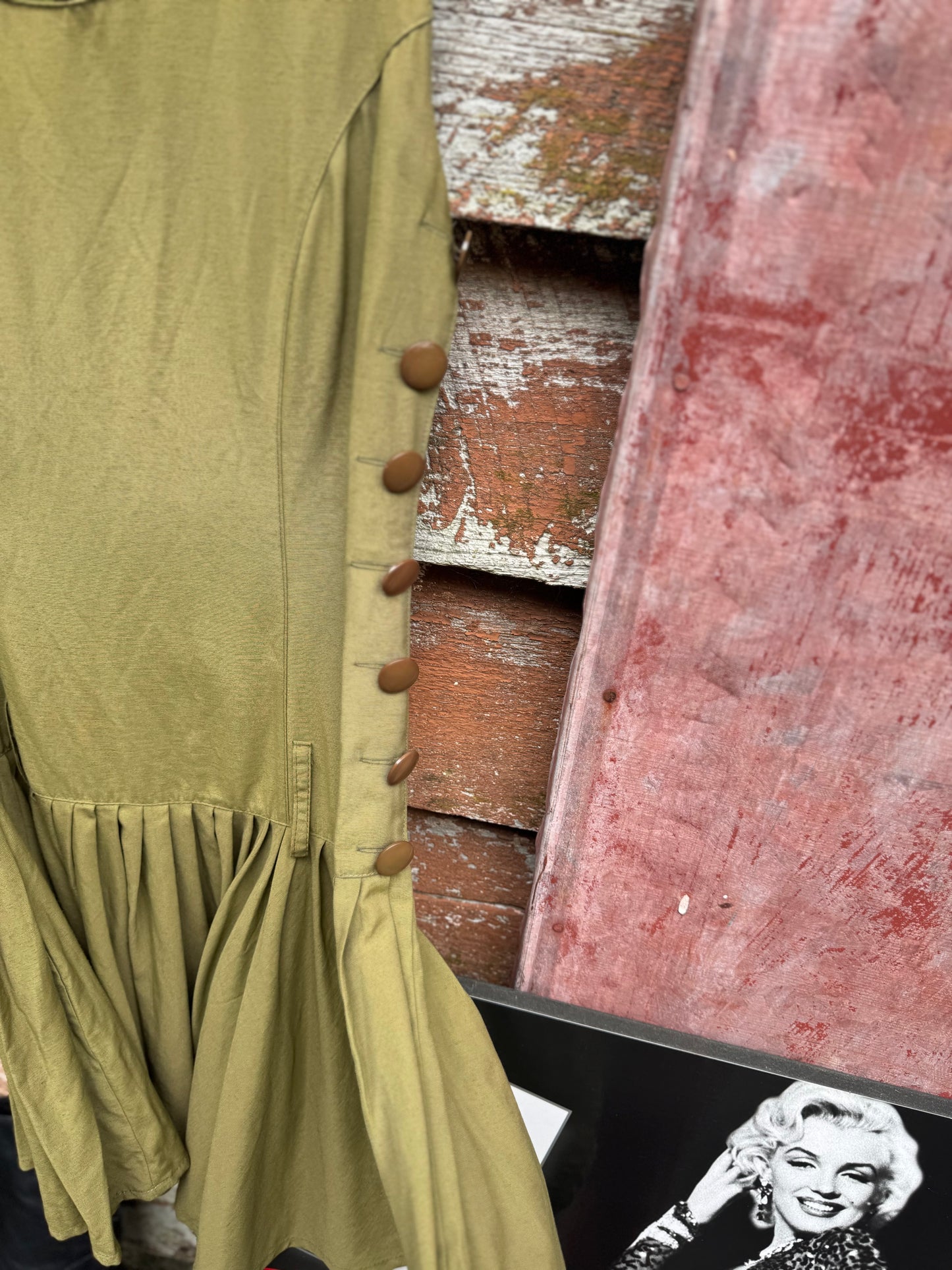 1980s Utility style dress with drop waist.