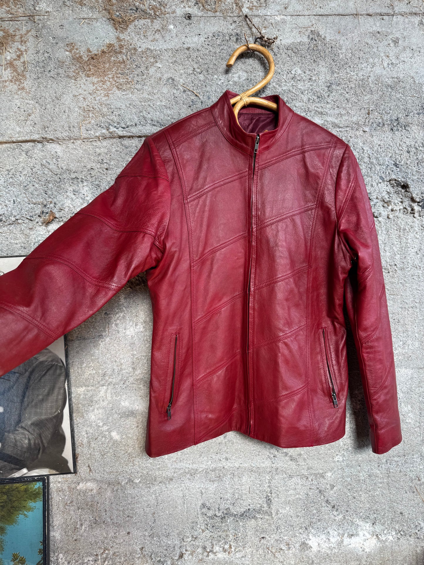 Red leather 90s jacket