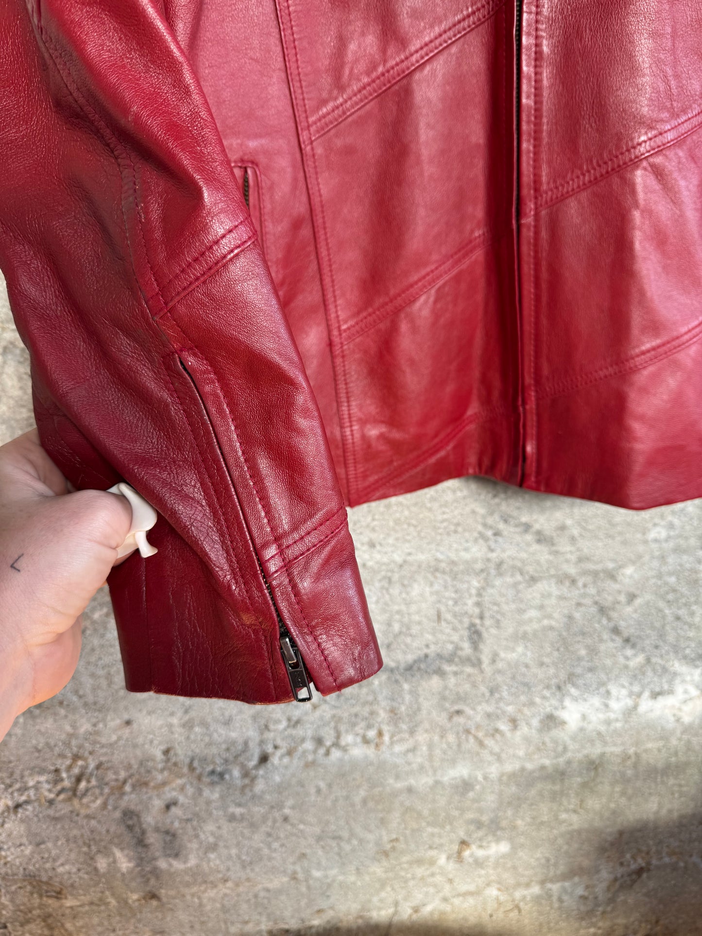 Red leather 90s jacket