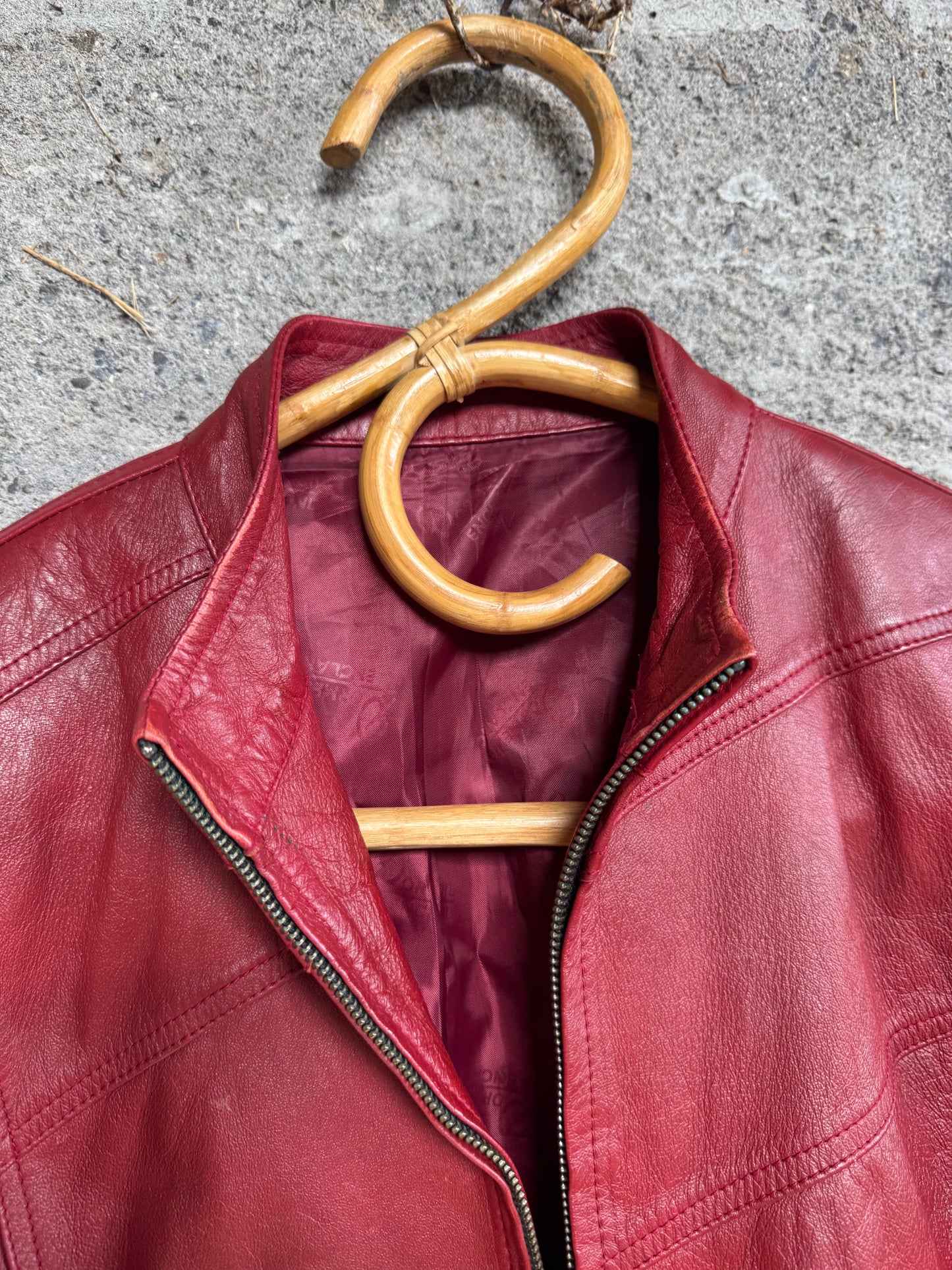 Red leather 90s jacket
