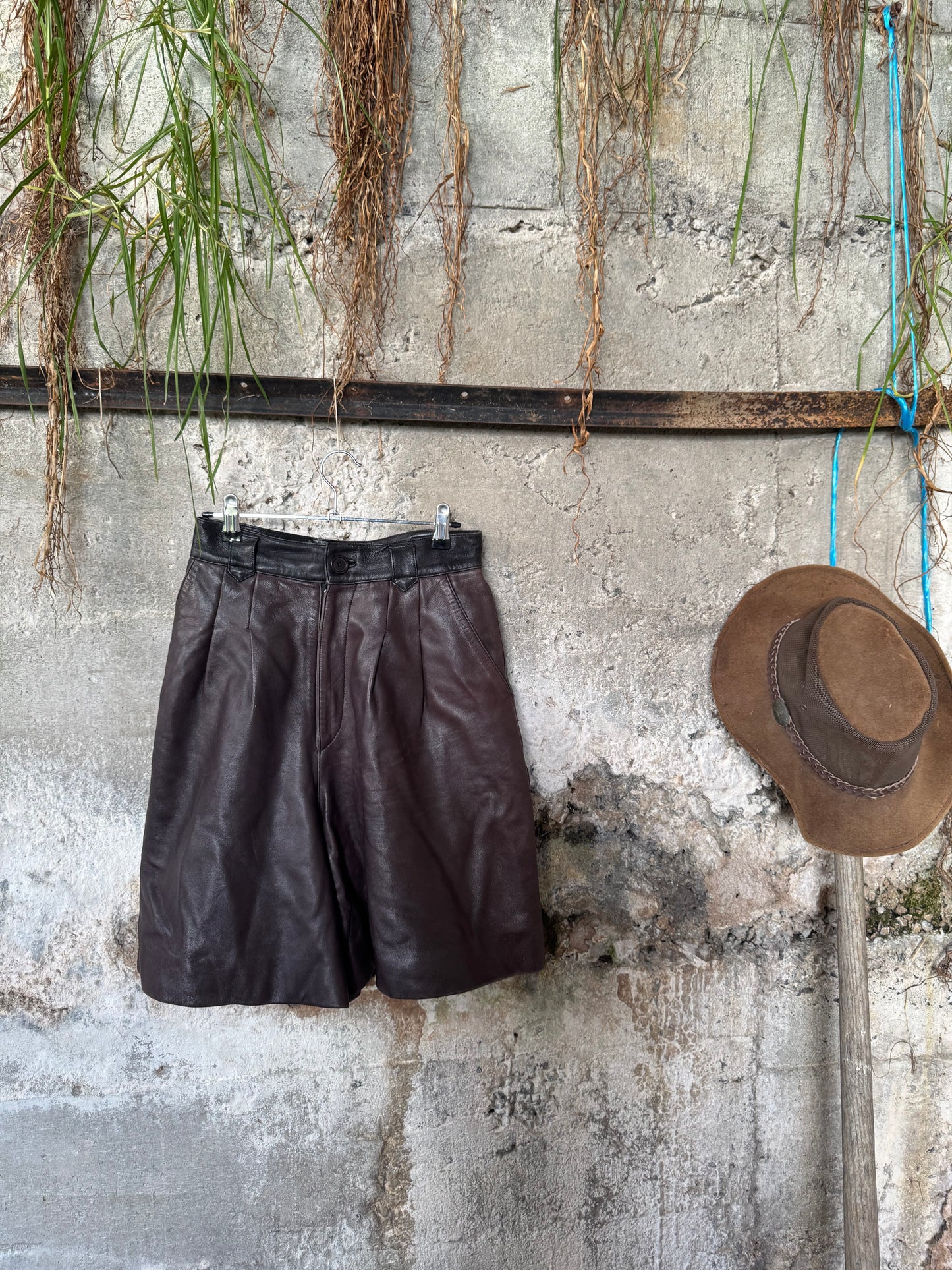 Vintage high waisted leather shorts