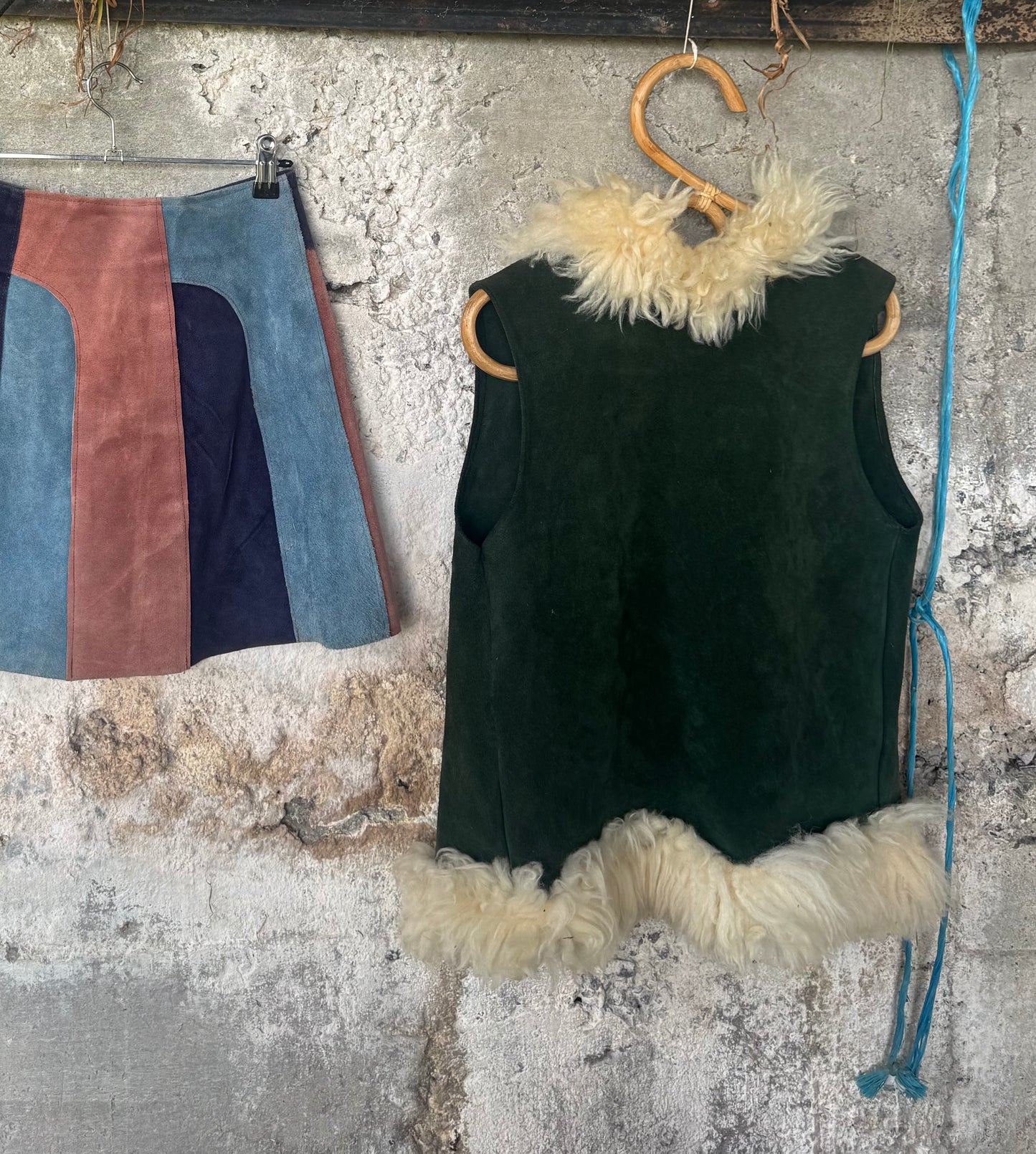 Vintage suede & lambs wool vest