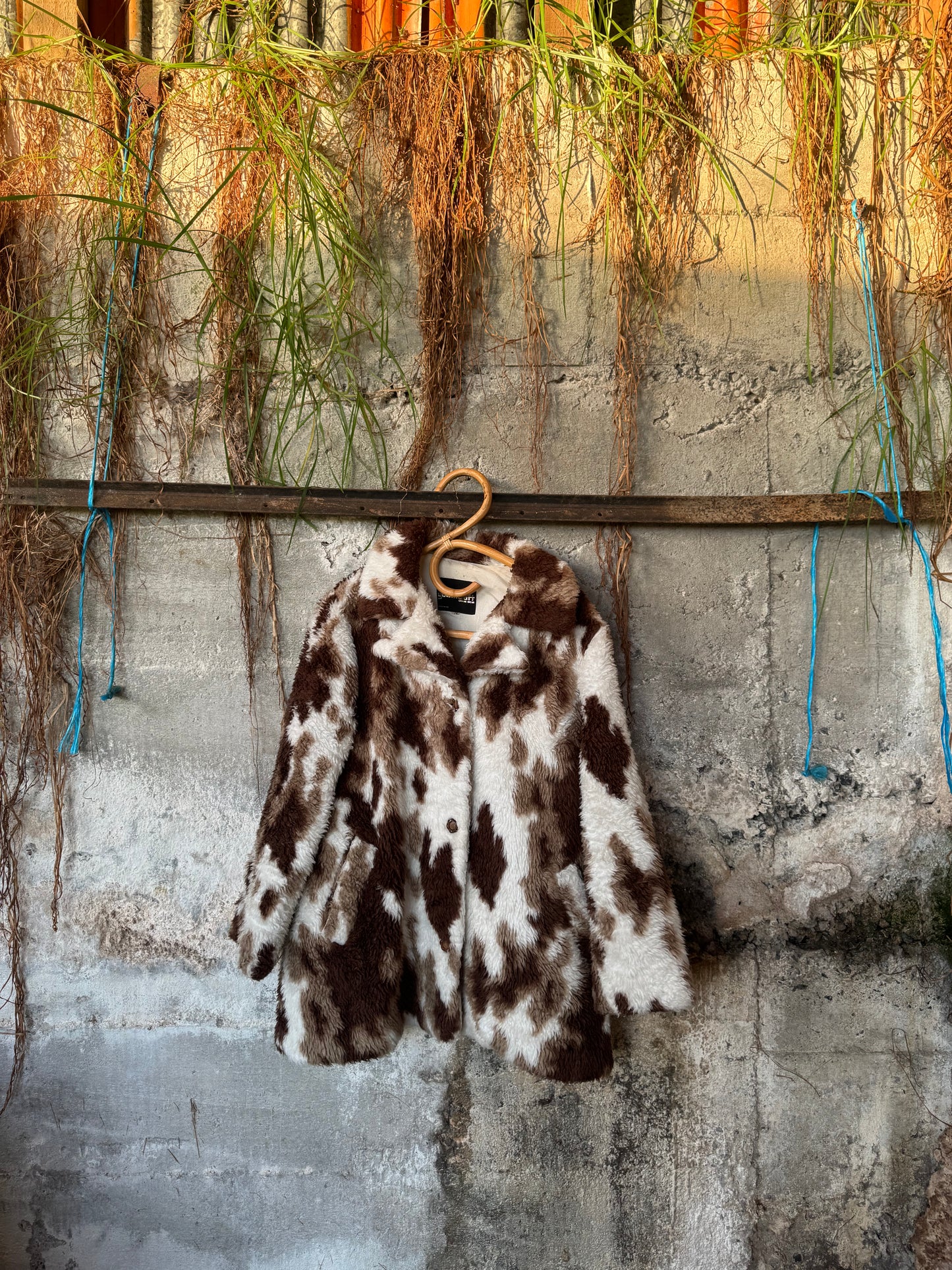 Vintage cowprint faux fur jacket