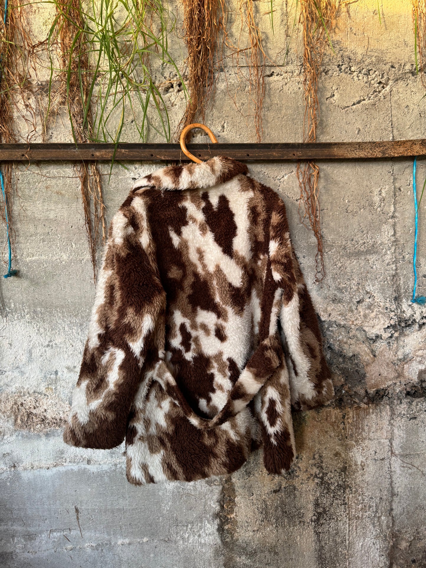 Vintage cowprint faux fur jacket