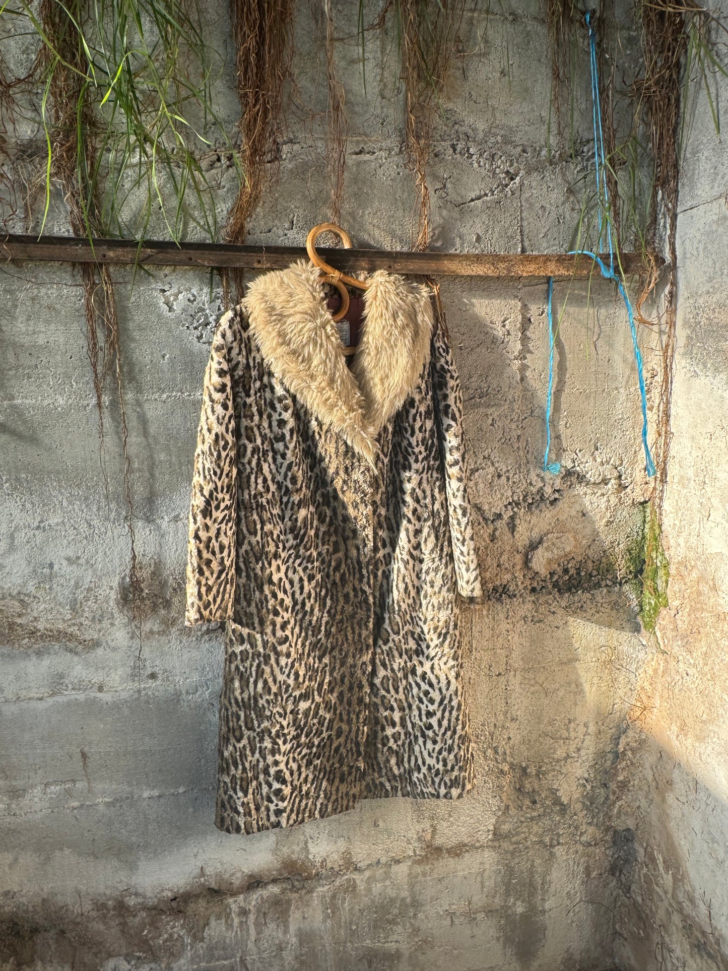 1970s leopard coat with faux fur collar