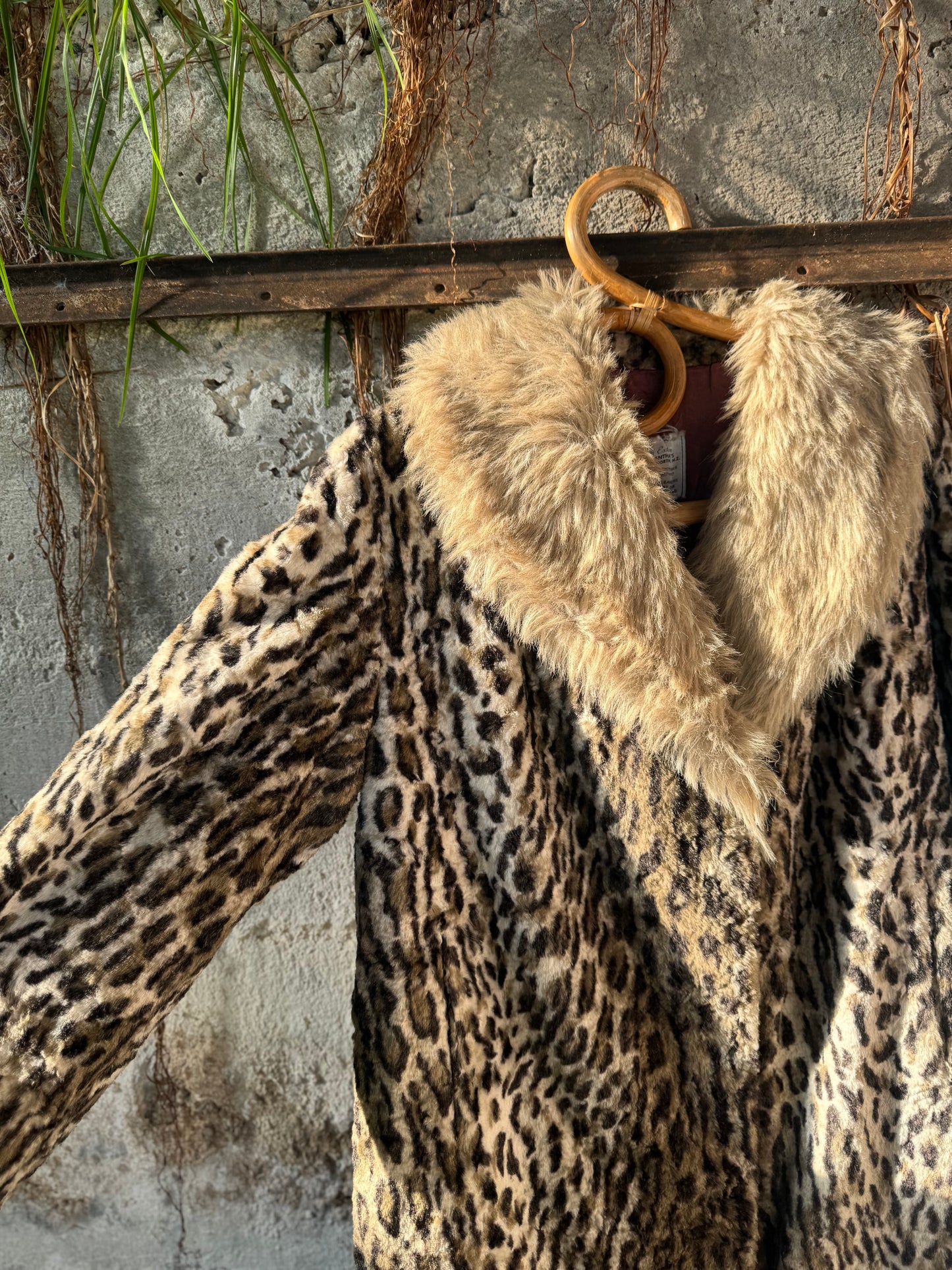 1970s leopard coat with faux fur collar