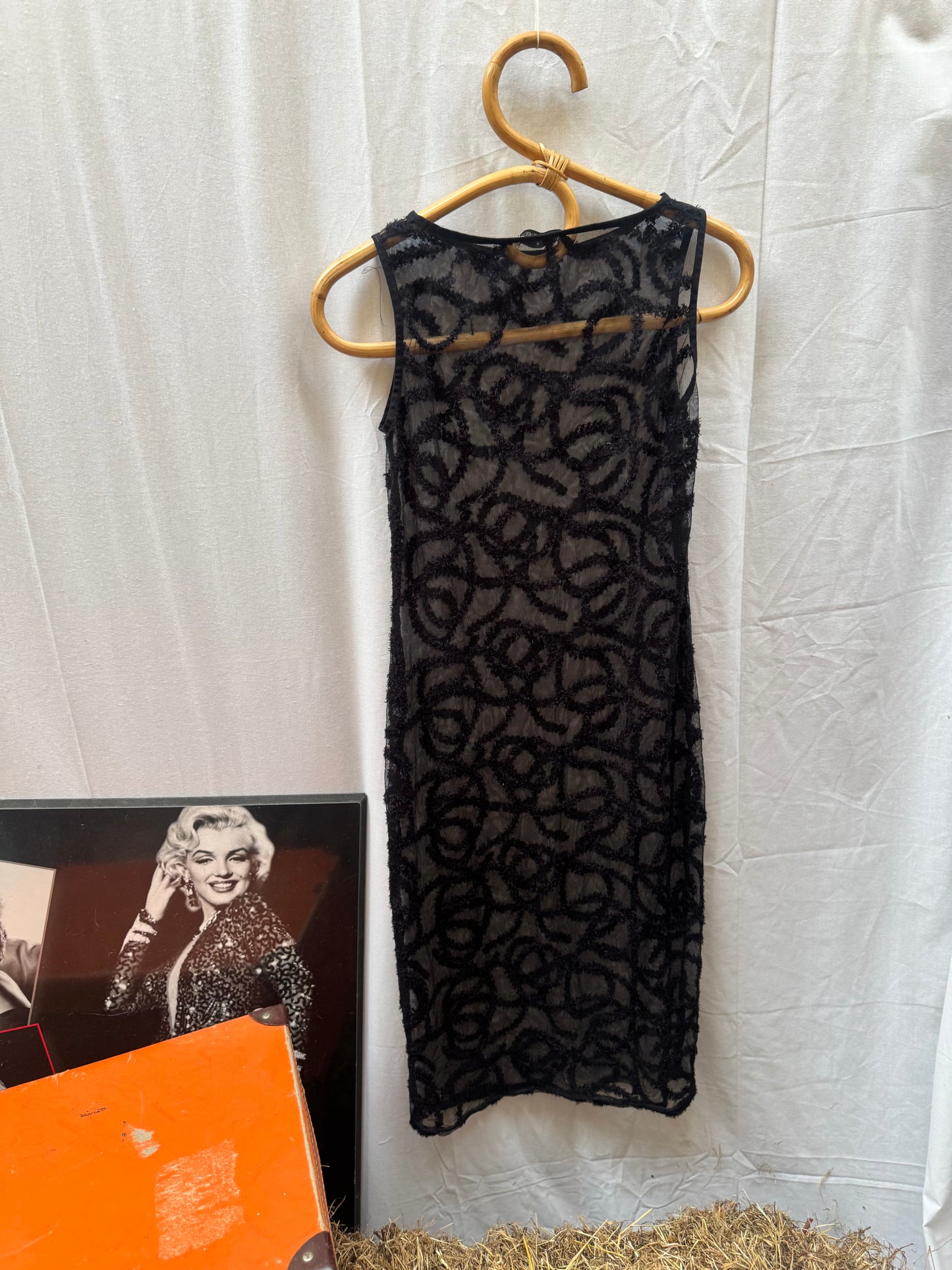 Black textured 90s dress