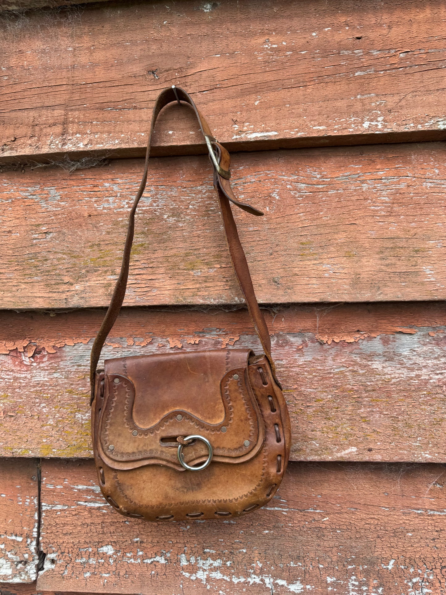 Vintage tooled leather bag