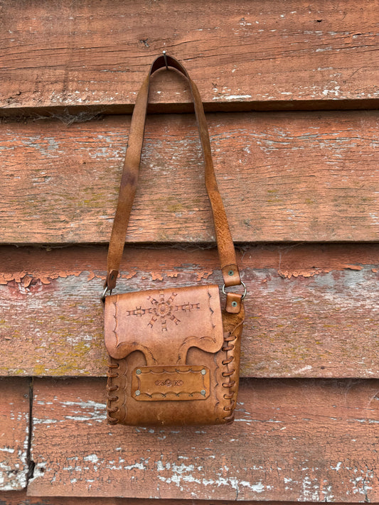 Tooled leather vintage bag