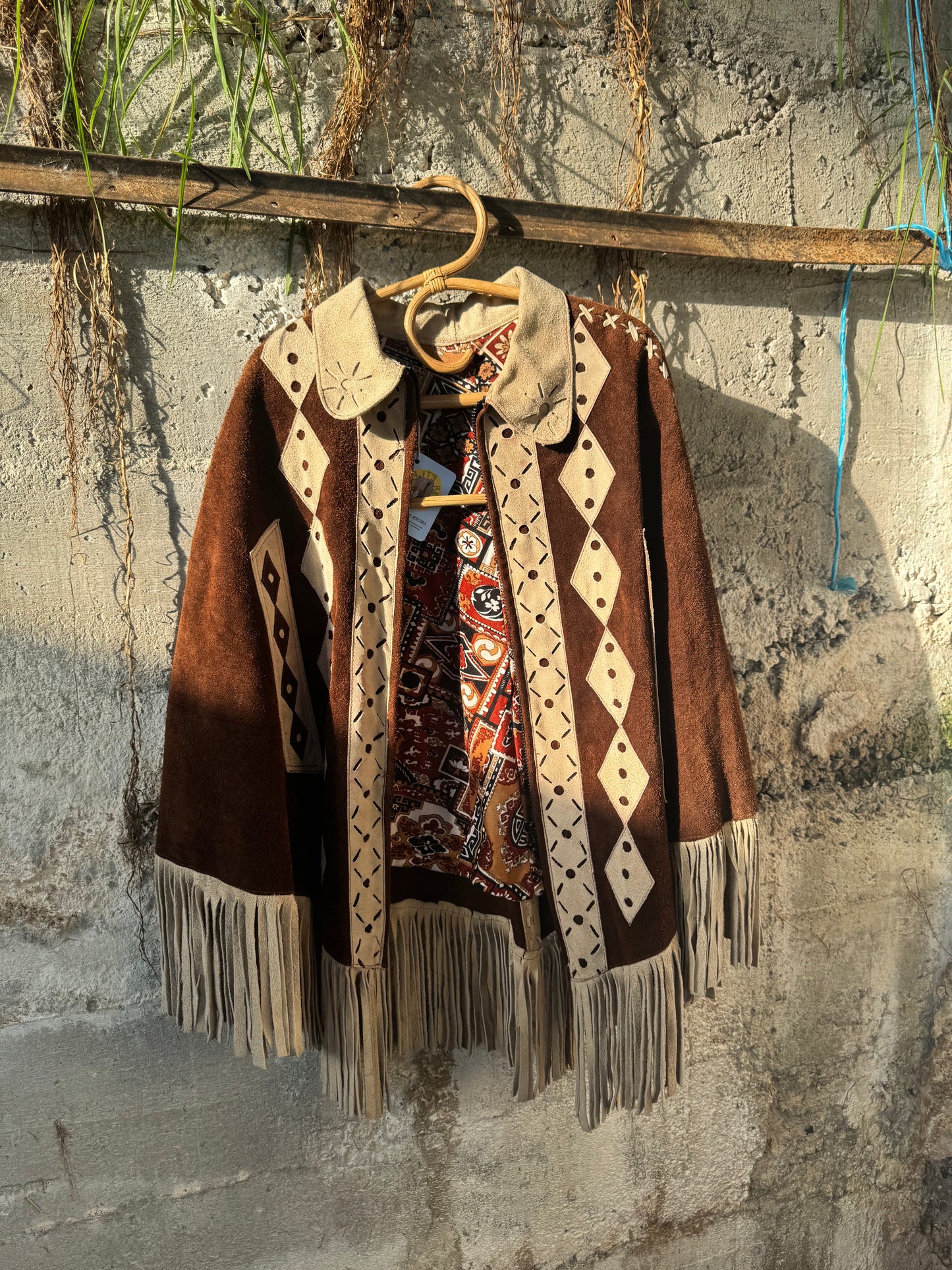 Vintage fringed poncho