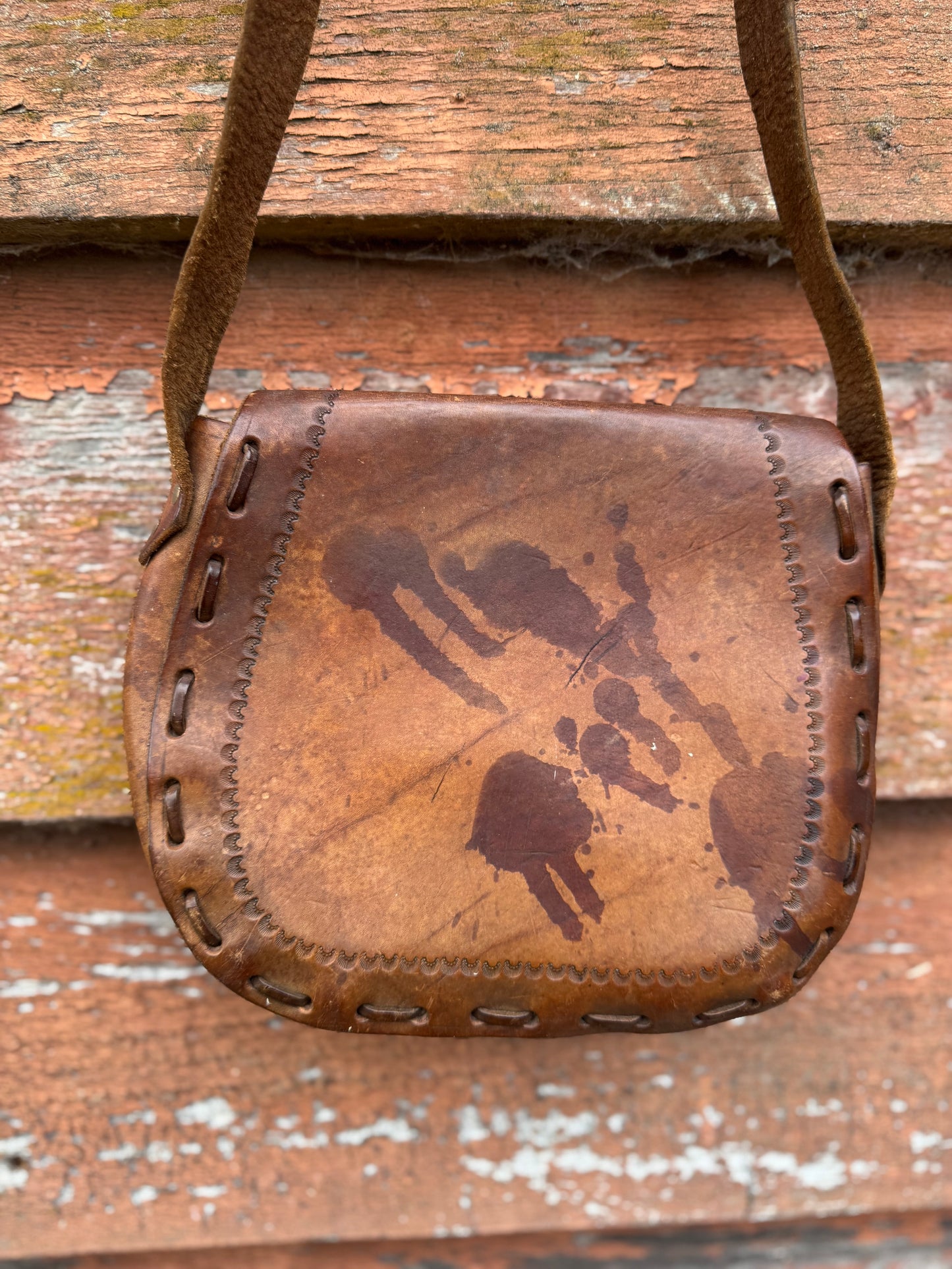 Vintage tooled leather bag
