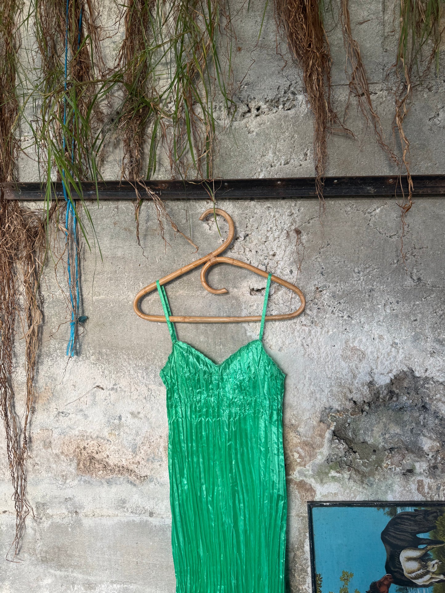 Green slip dress