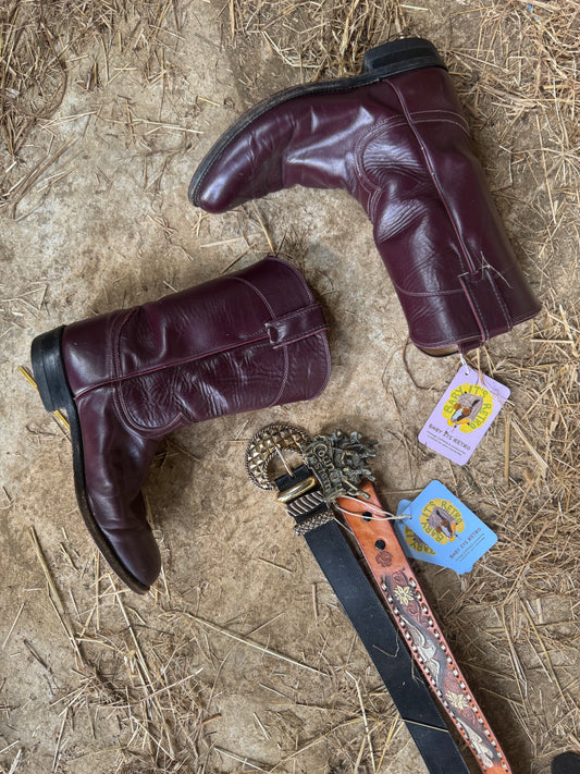 Justin USA cherry cowboy boots