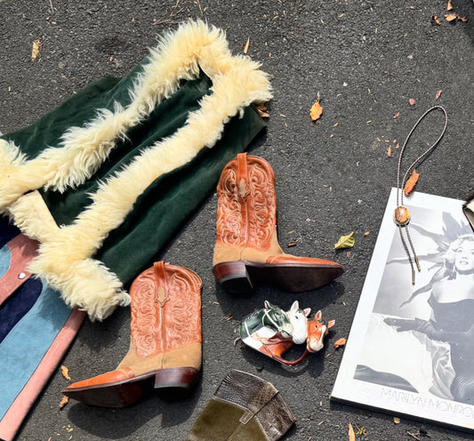 Vintage suede & lambs wool vest