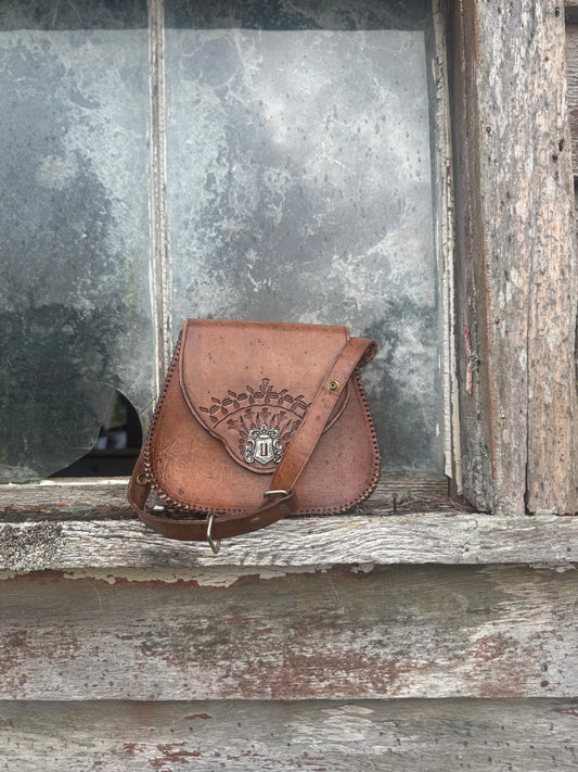 Tooled leather vintage bag