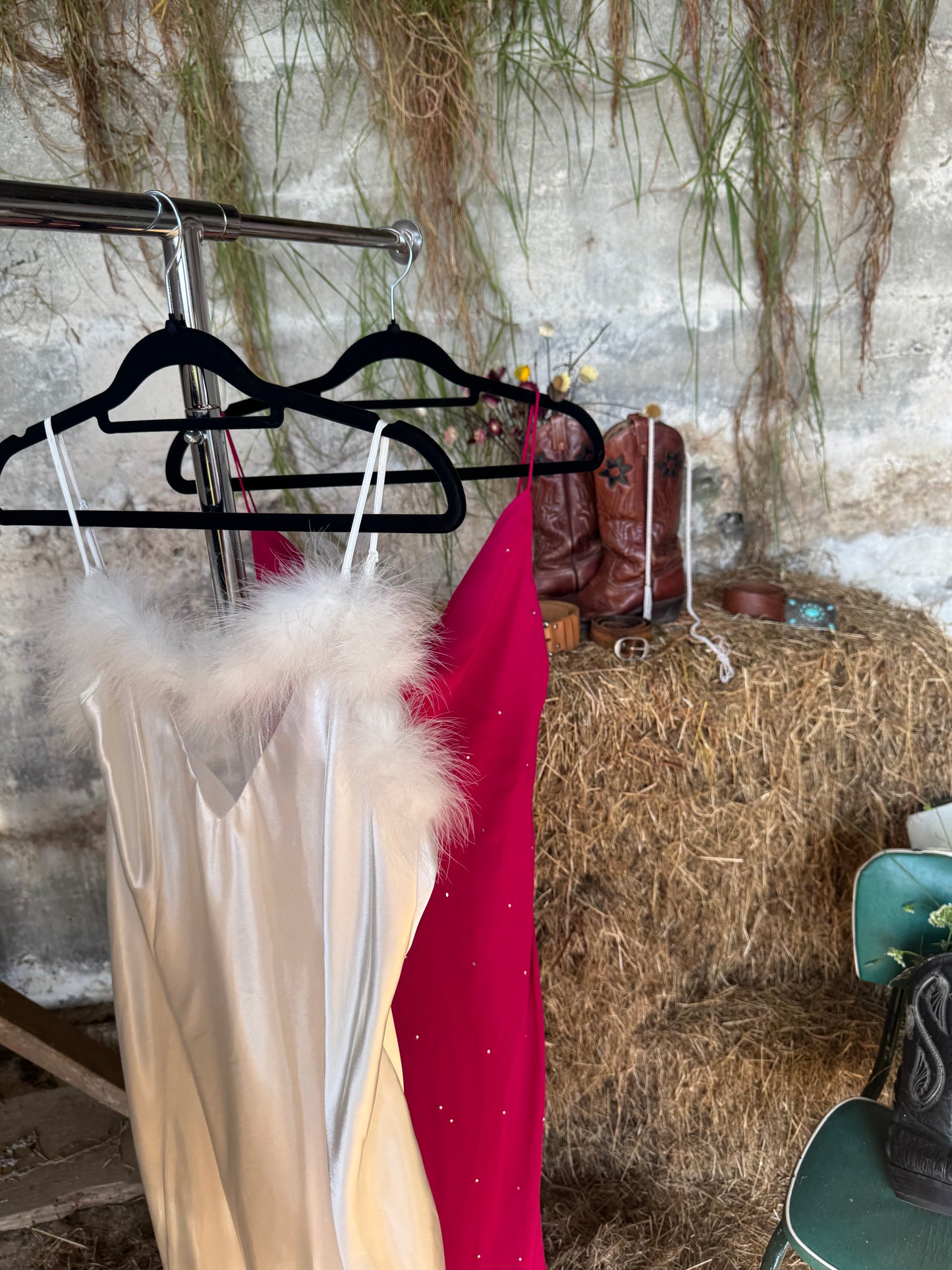 Early 2000s gown (detachable feathers)