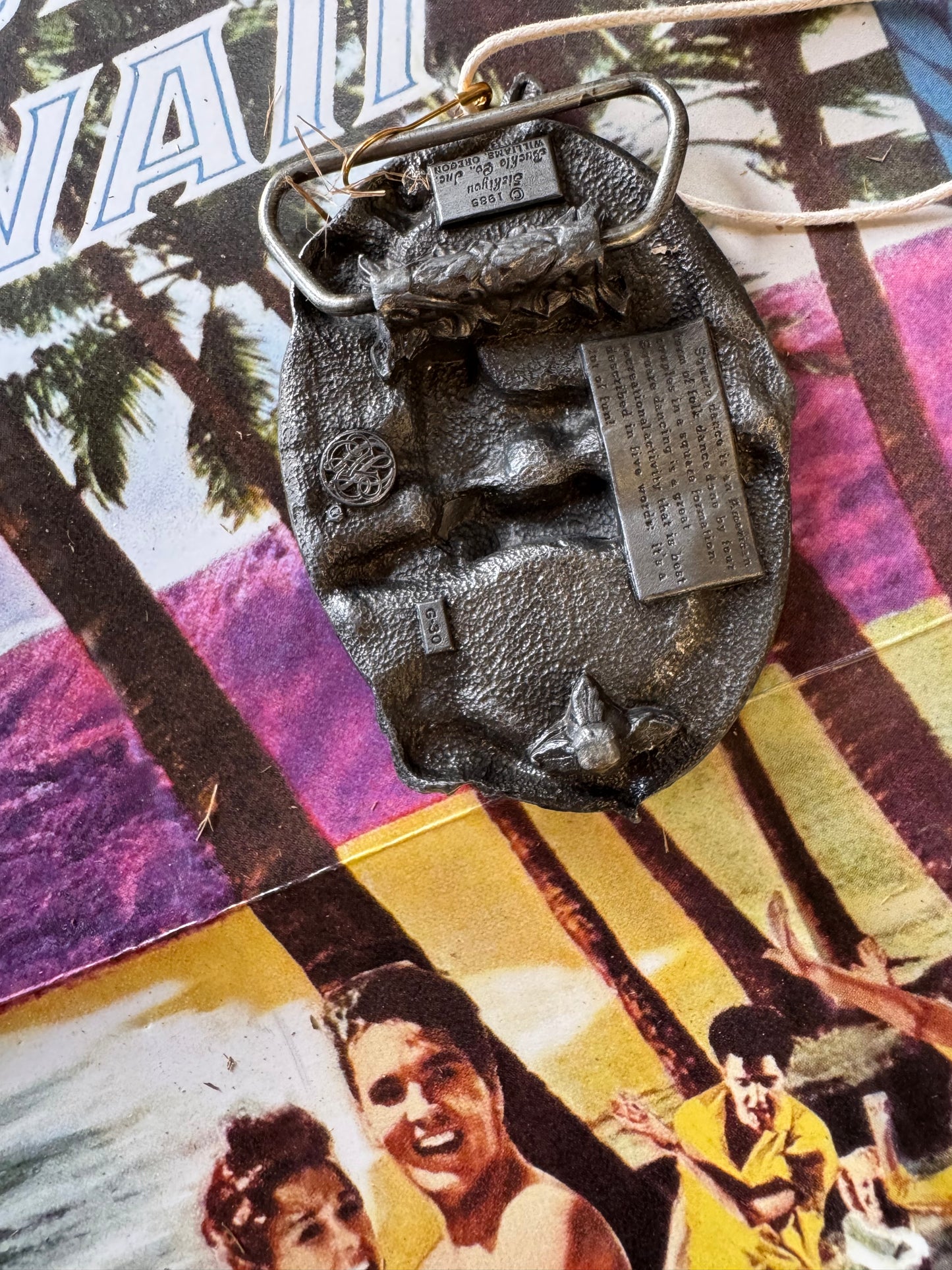Square dancing vintage belt buckle