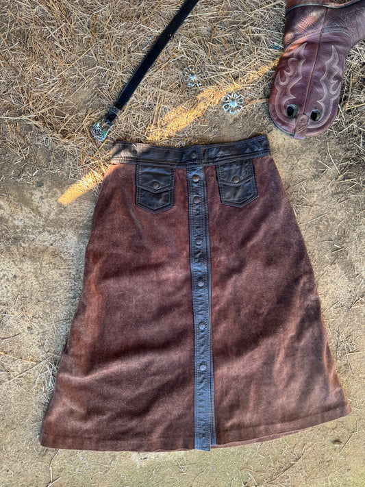 (RARE) Suede & leather 1970s skirt