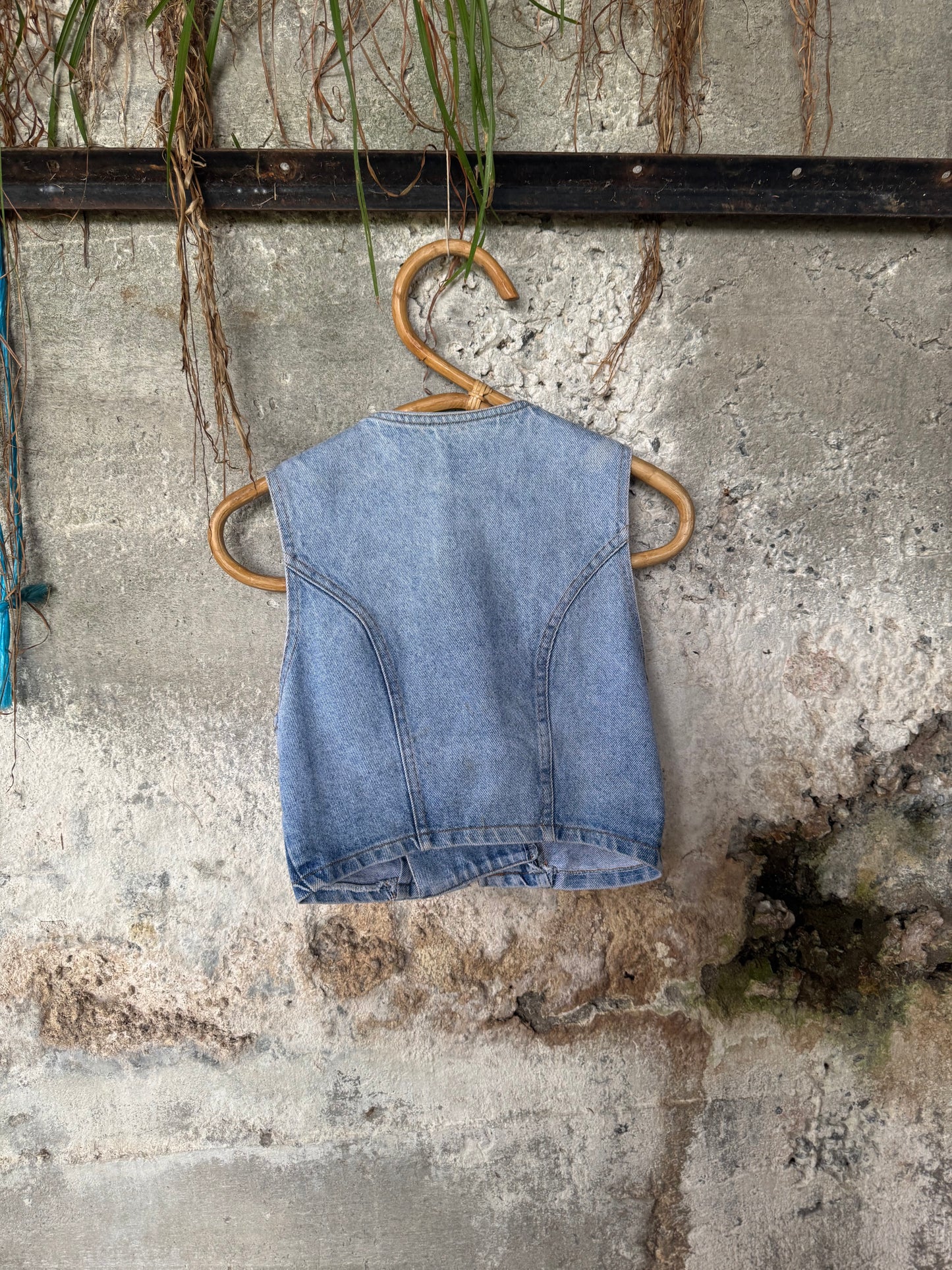 Vintage denim buckle vest