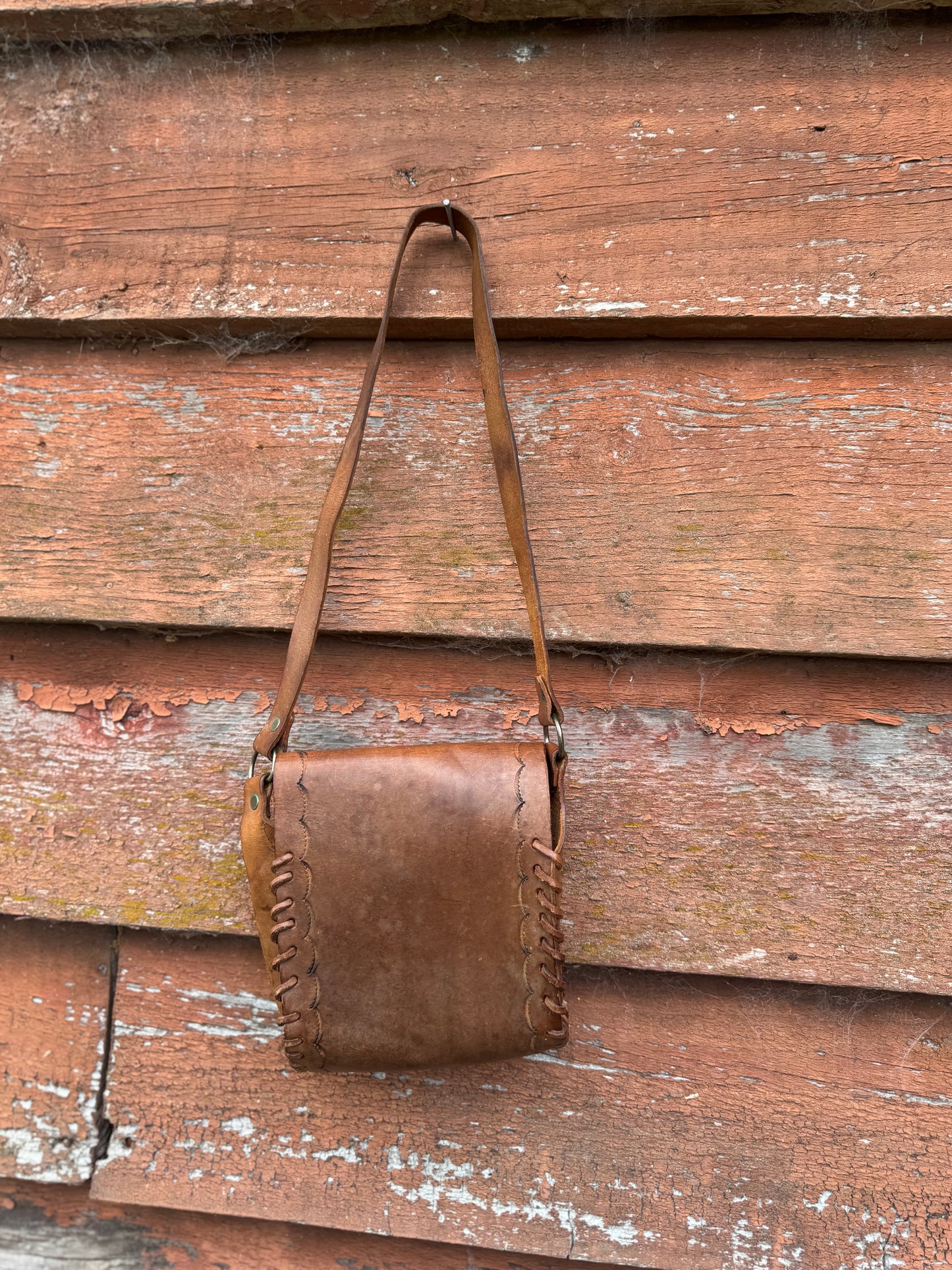 Tooled leather vintage bag