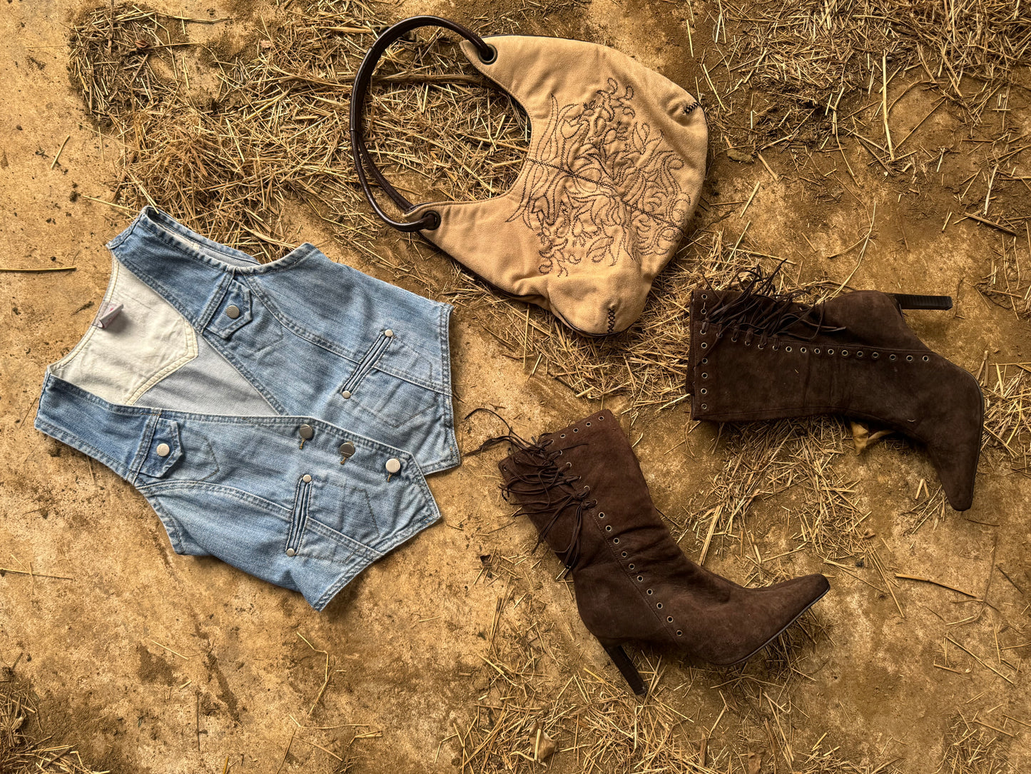 Y2K pulp suede fringe boots