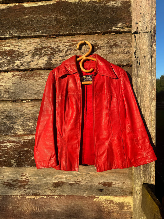 70s leather dagger collar jacket