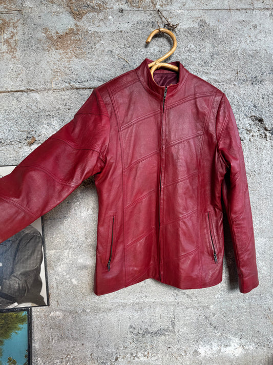 Red leather 90s jacket