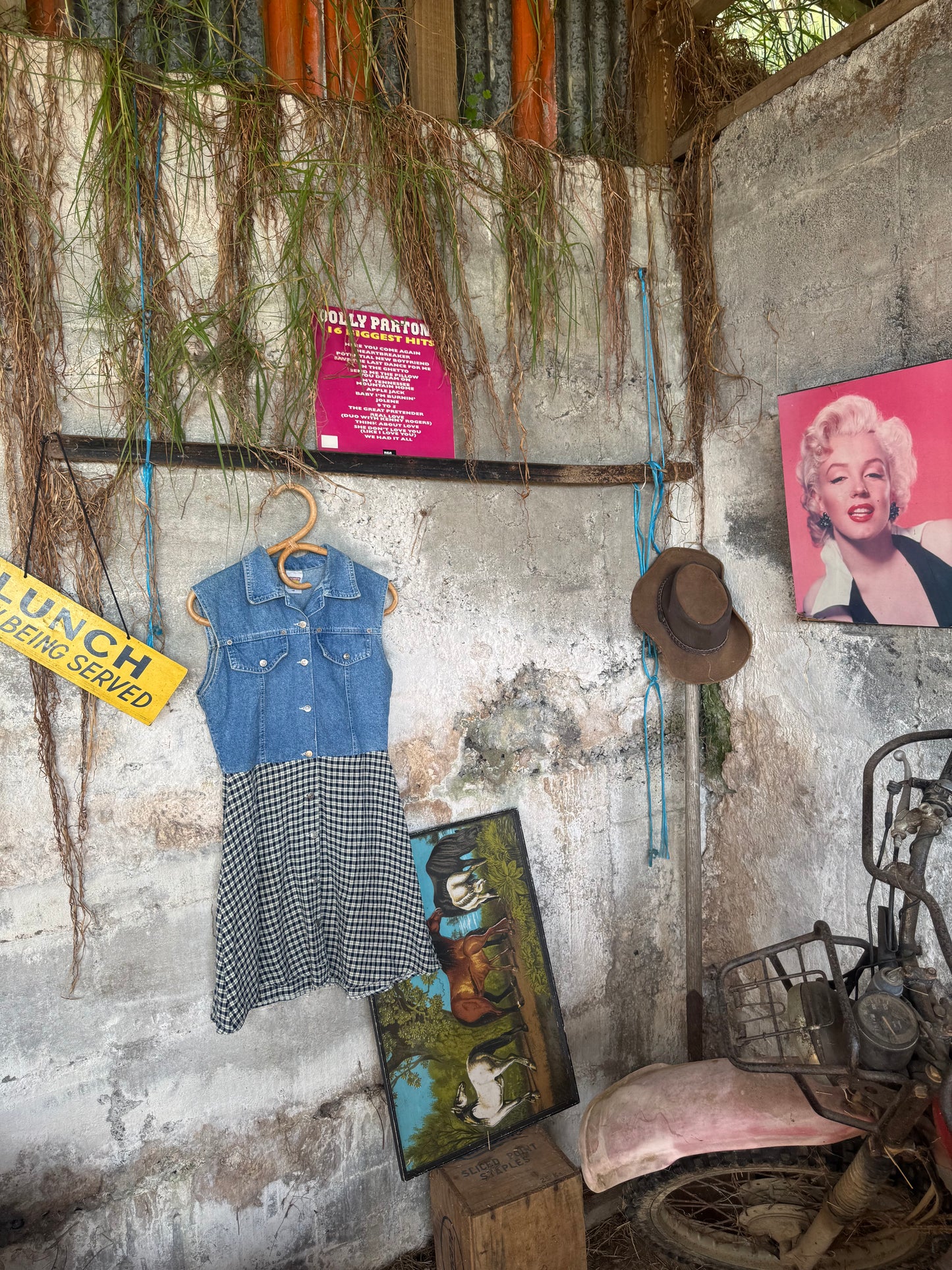 Denim check vintage dress