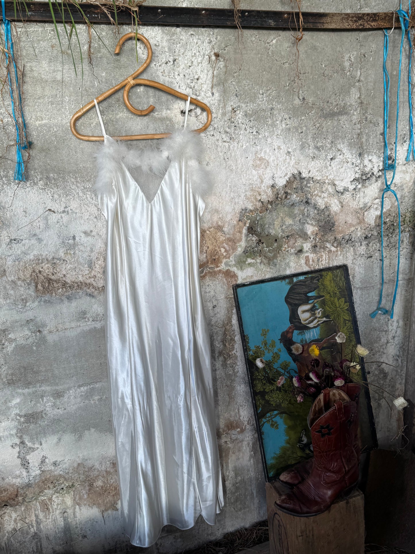 Early 2000s gown (detachable feathers)