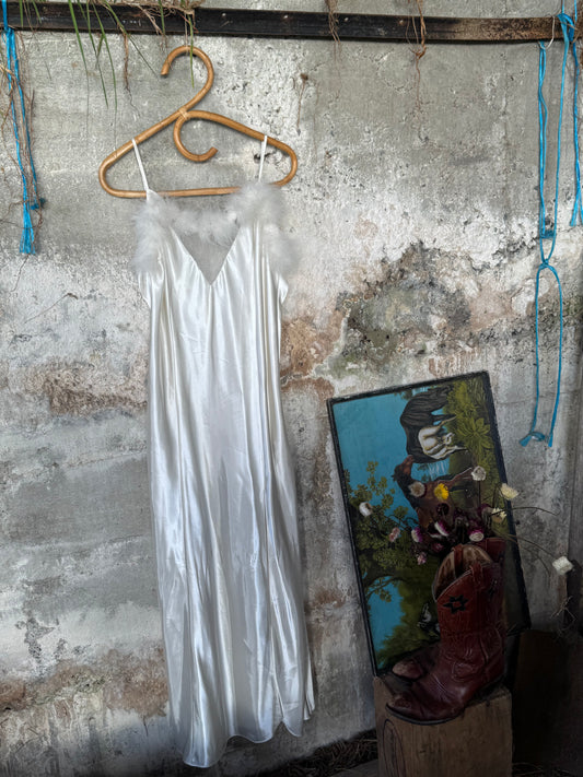 Early 2000s gown (detachable feathers)