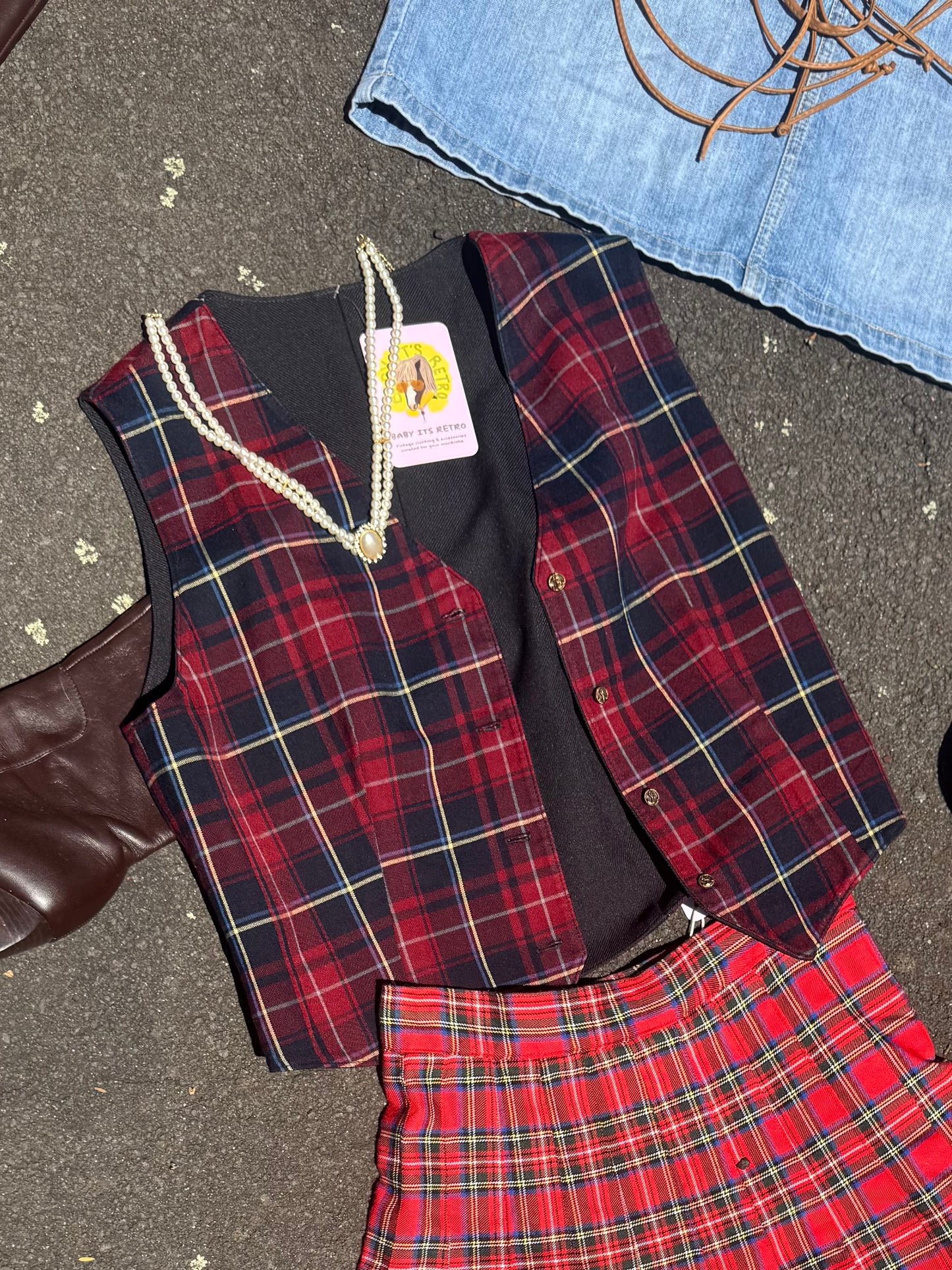 Tartan reversible vest