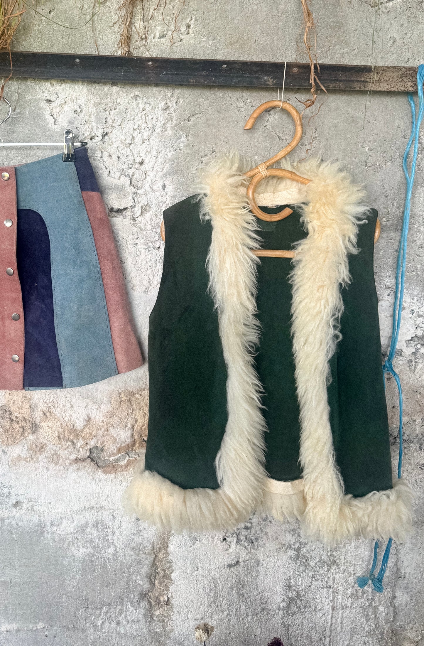 Vintage suede & lambs wool vest