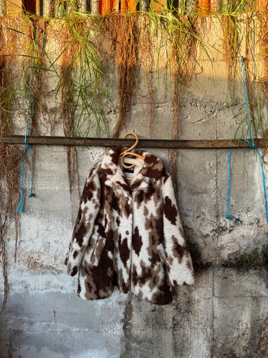 Vintage cowprint faux fur jacket