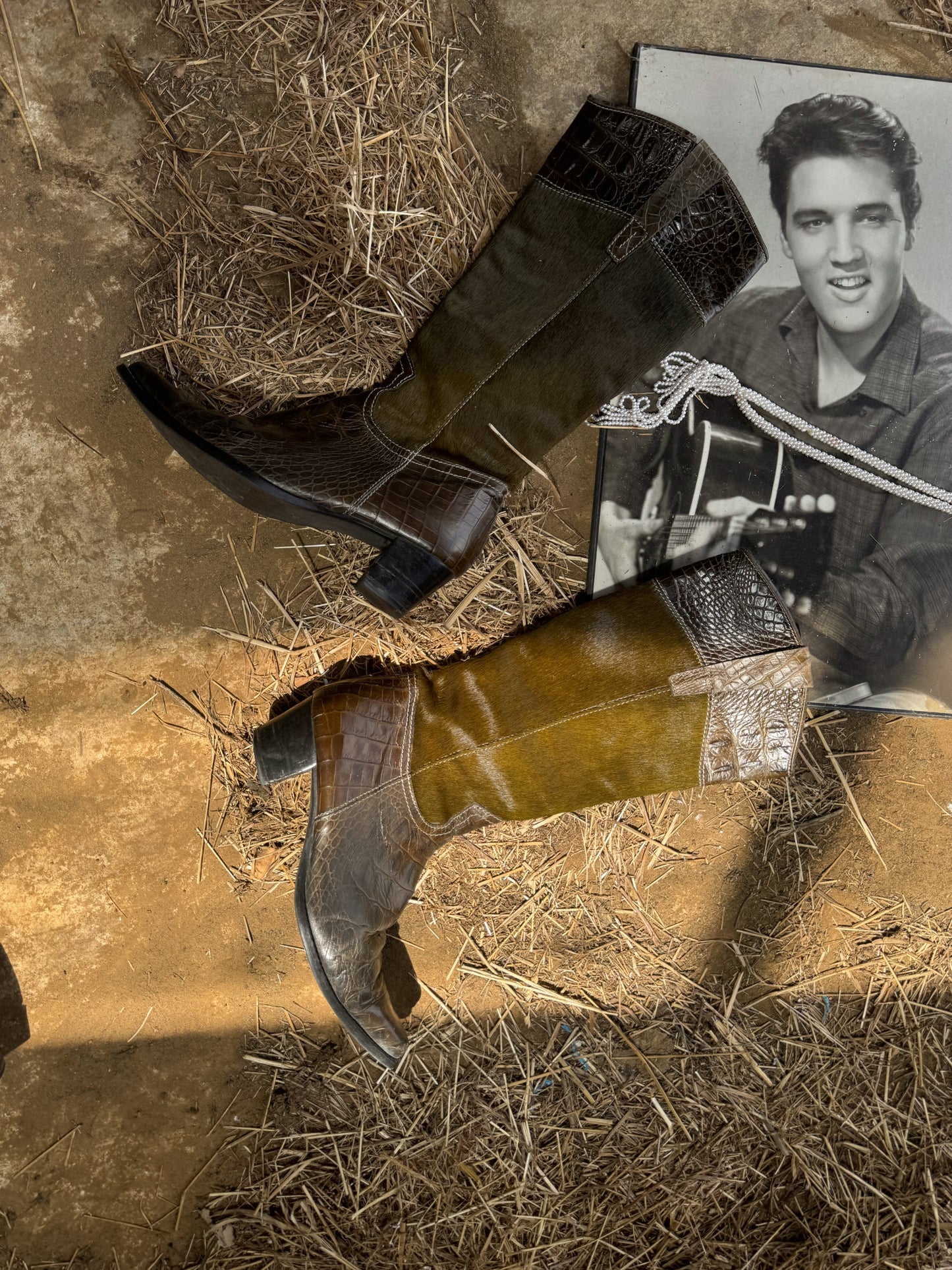 Pony hair leather Cowboy boots