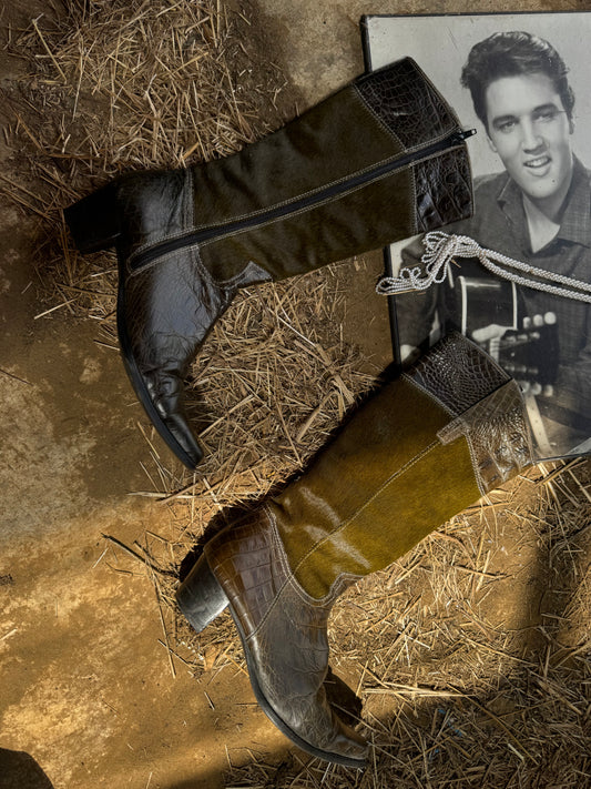 Pony hair leather Cowboy boots