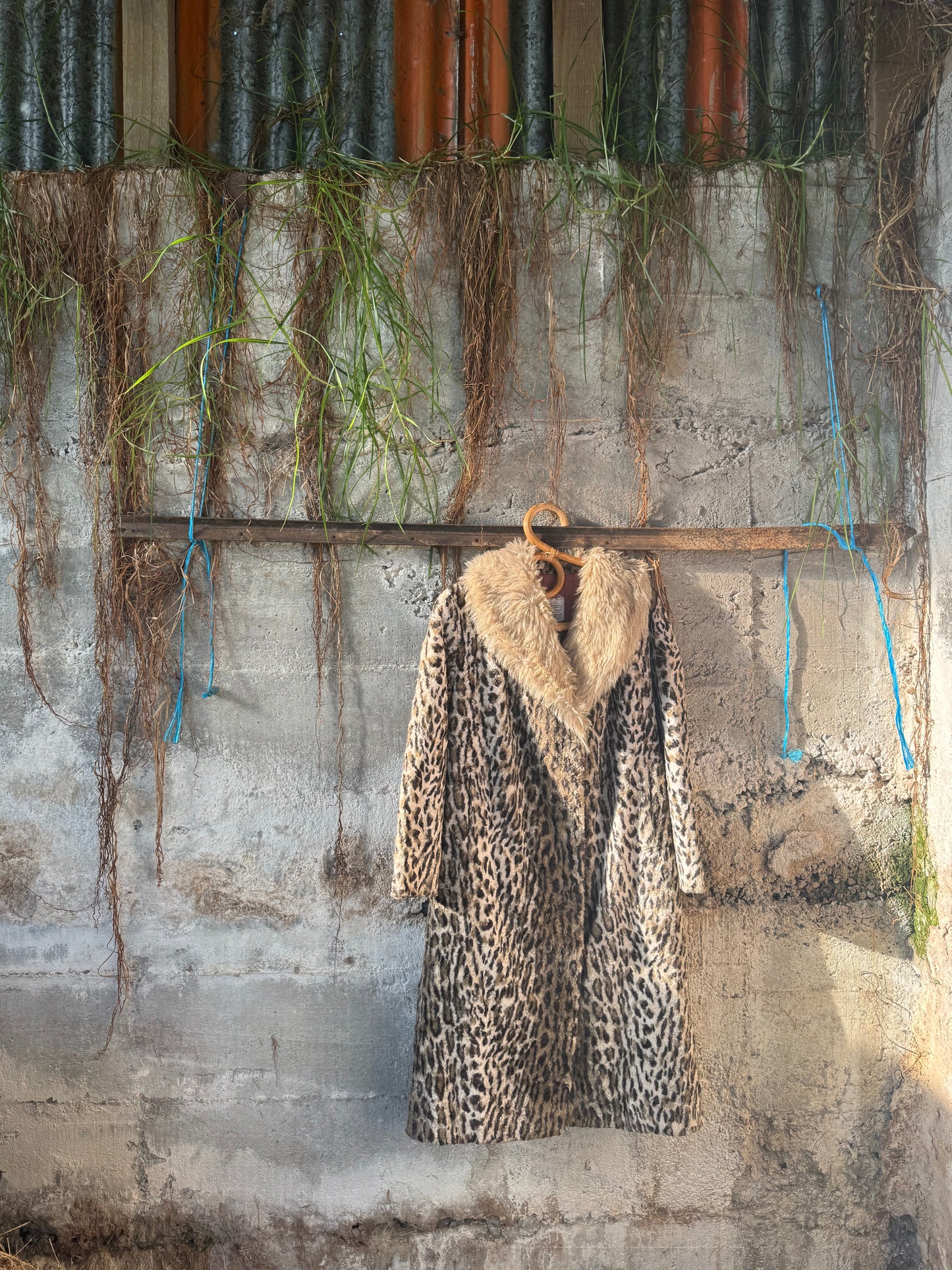1970s leopard coat with faux fur collar