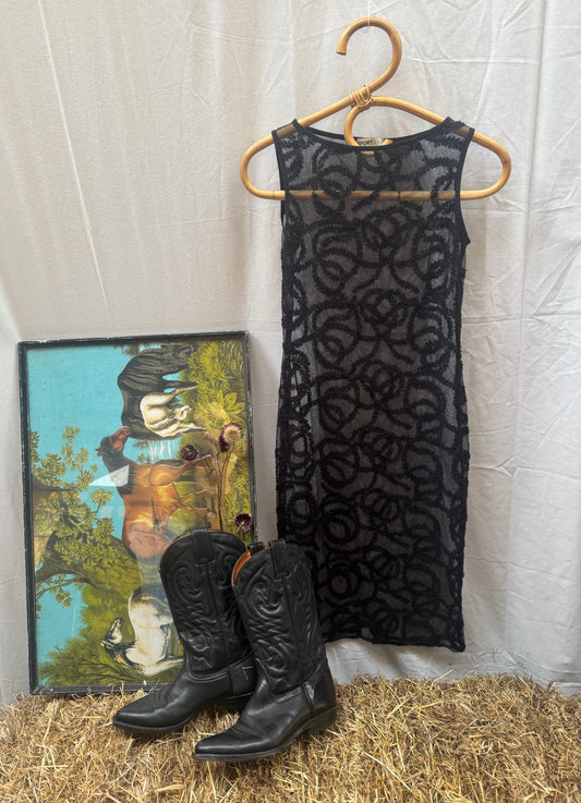 Black textured 90s dress
