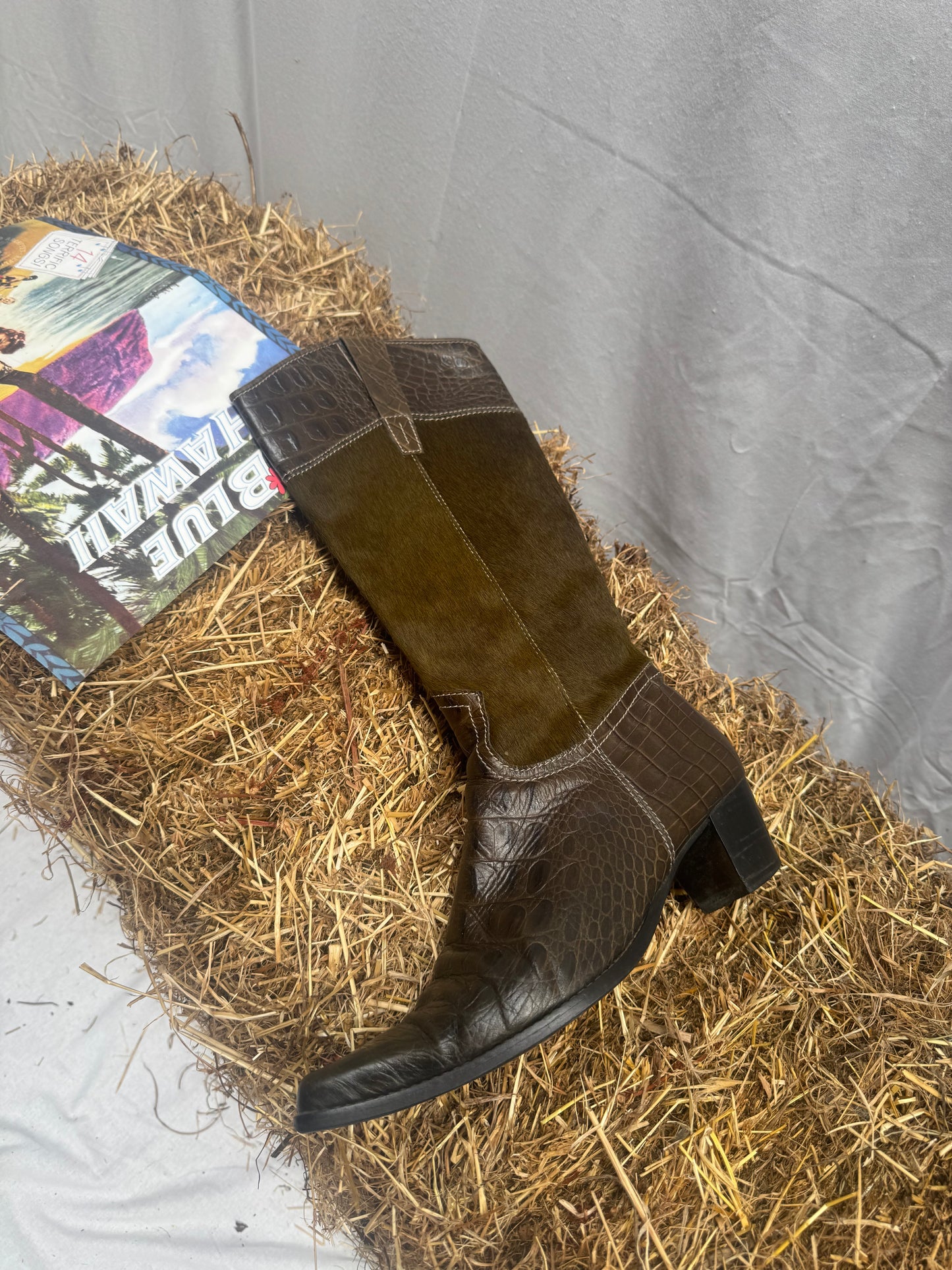 Pony hair leather Cowboy boots