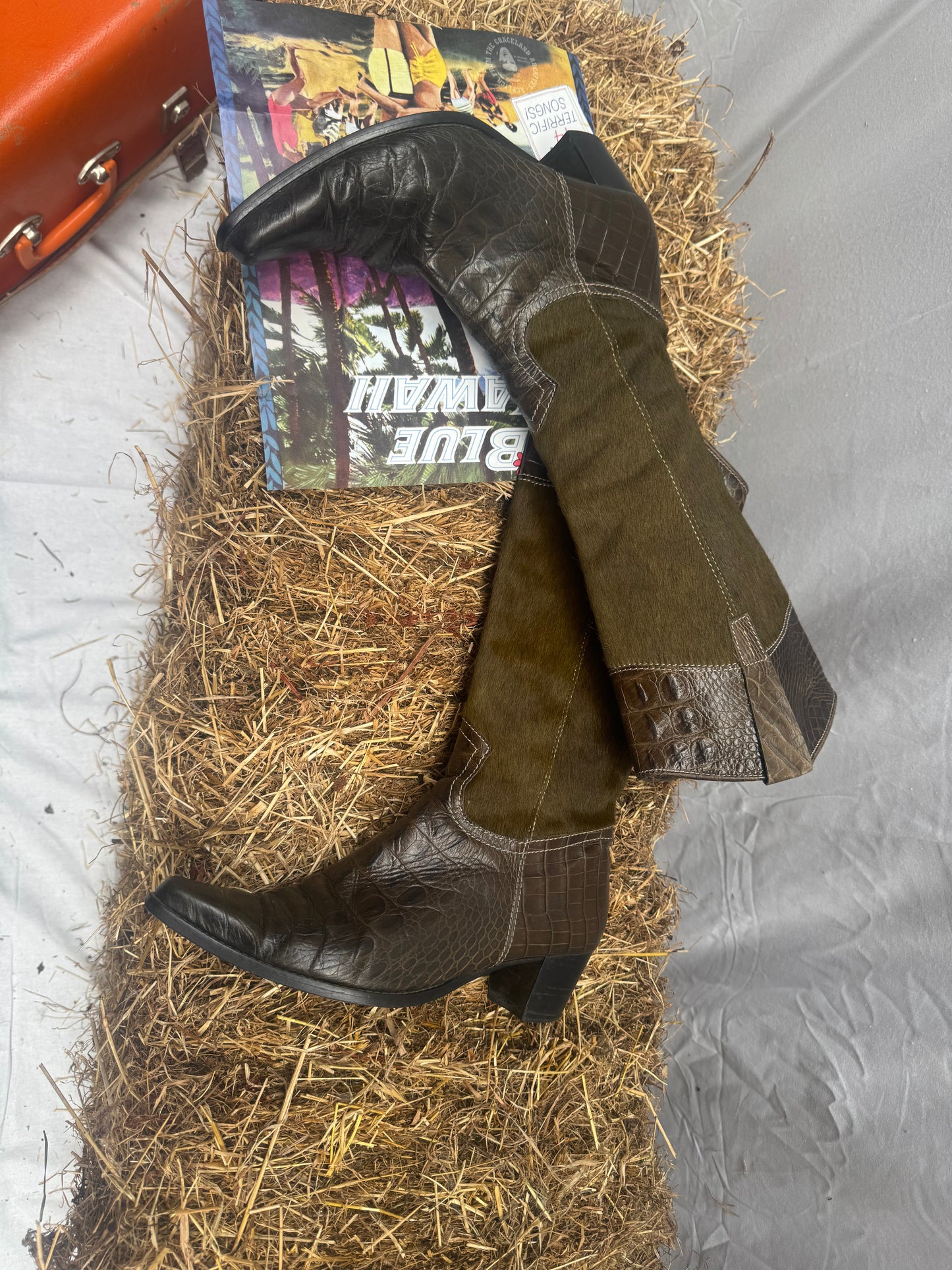 Pony hair leather Cowboy boots